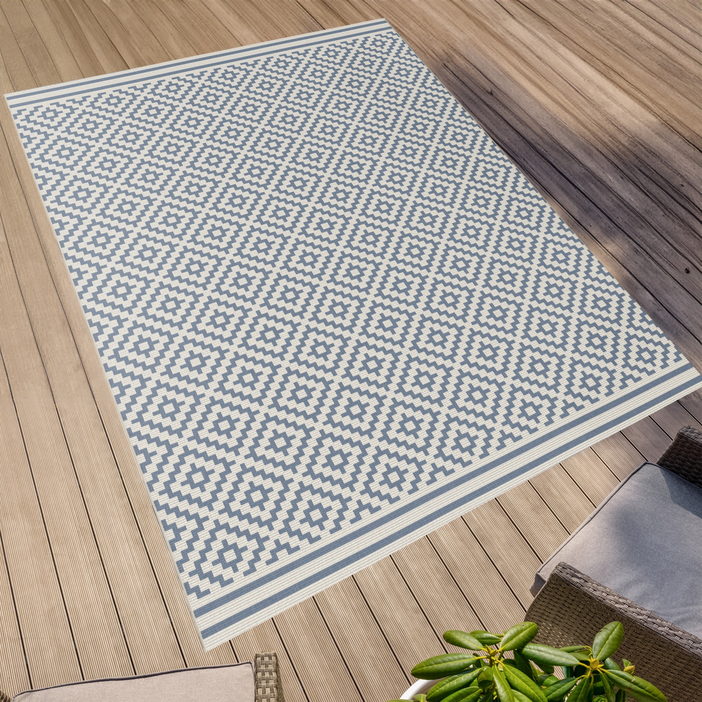 Image of Primaflor-Ideen in Textil Teppich "Outdoorteppich ELDORADO Quadra" rechteckig 4 mm Höhe Flachgewebe, Rauten, Scandi, In- und Outdoor geeignet, wasserfest