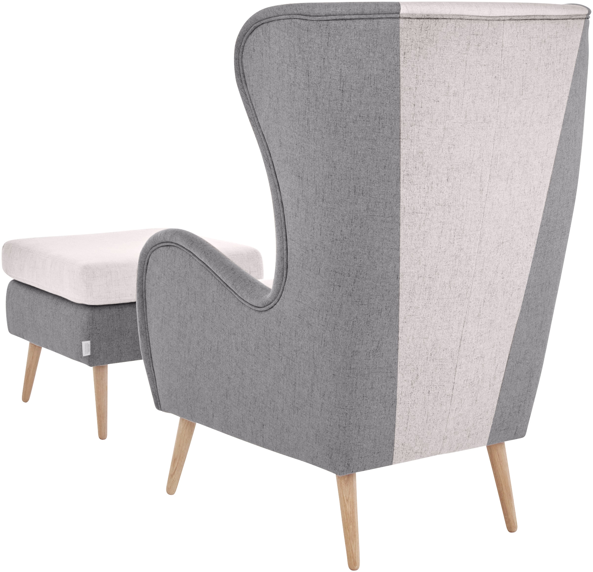 Guido Maria Kretschmer Home&Living Sessel »Salla Bezug Bouclé oder Struktur fein, Ohrensessel«, wahlweise mit oder ohne Hocker; grosser Sessel: Masse B/T/H: 78/94/118cm