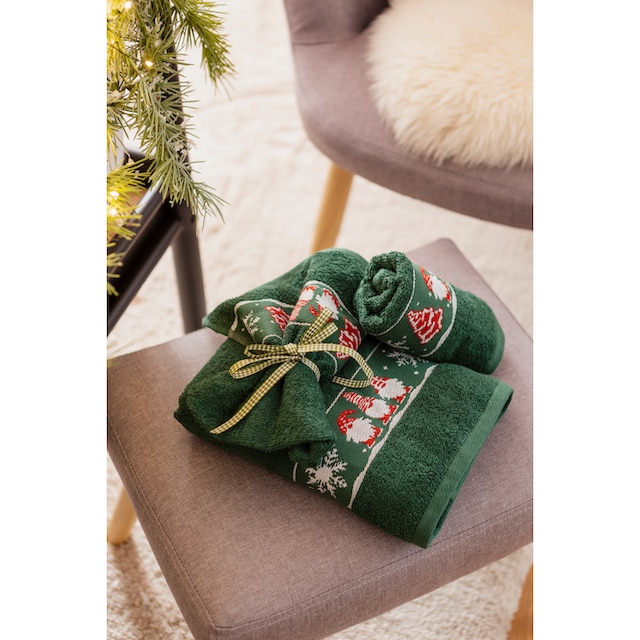 Set, Handtuch & Bordüre, bequem Set tlg., Walkfrottee, my 3 kaufen Baumwolle mit weihnachtliches »Weihnachten«, 100% Sternen Handtuchset, home