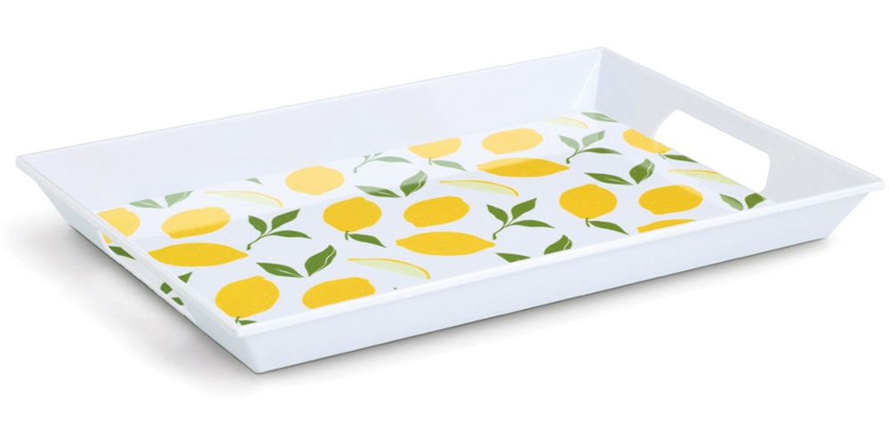 Image of Zeller Present Tablett "Melamintablett "Lemons"" sommerliches Motiv, Tragegriffe, 34,8x50 cm