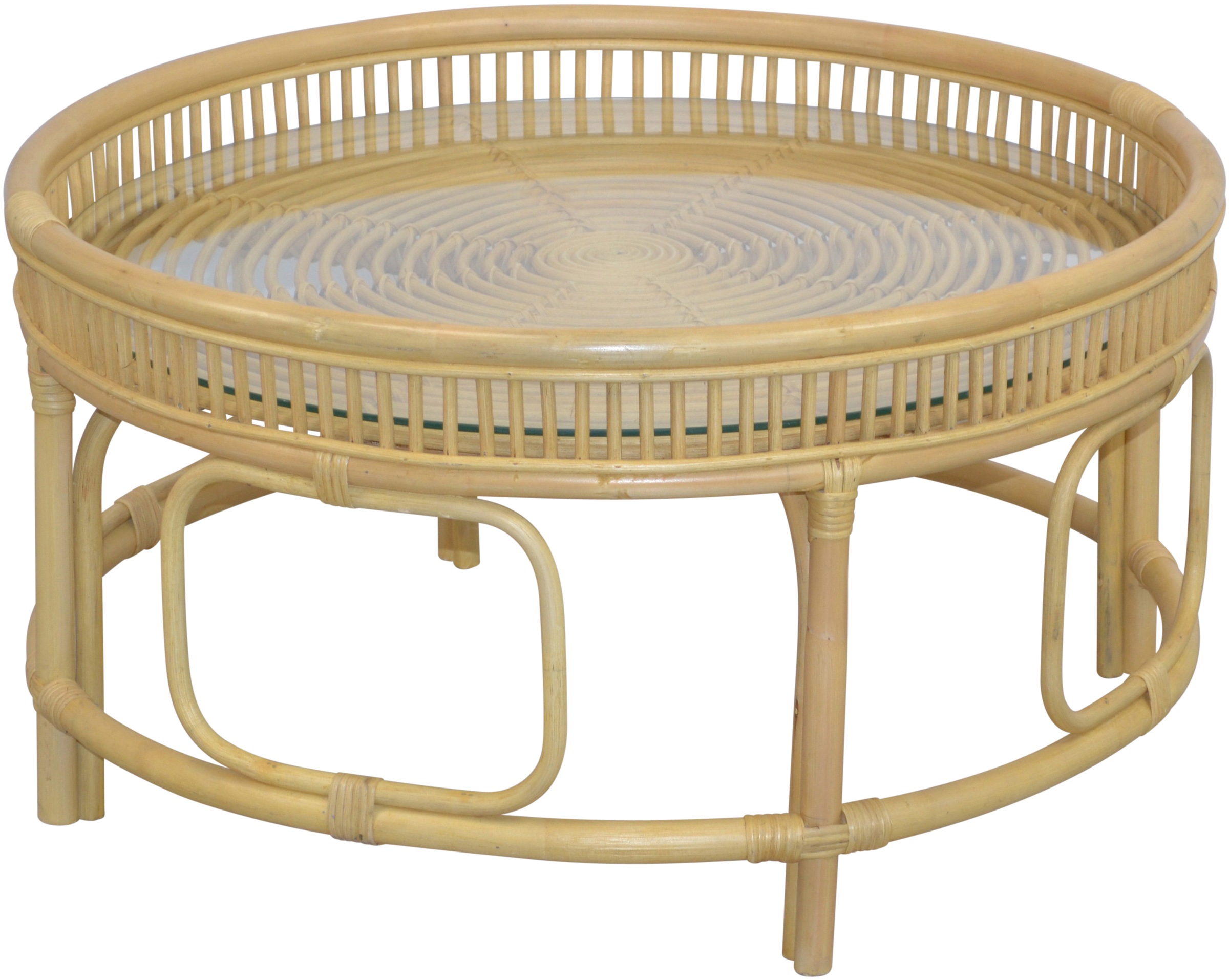 HOFMANN LIVING AND MORE Couchtisch Rattan-Couchtisch mit oder ohne Glasplatte lieferbar