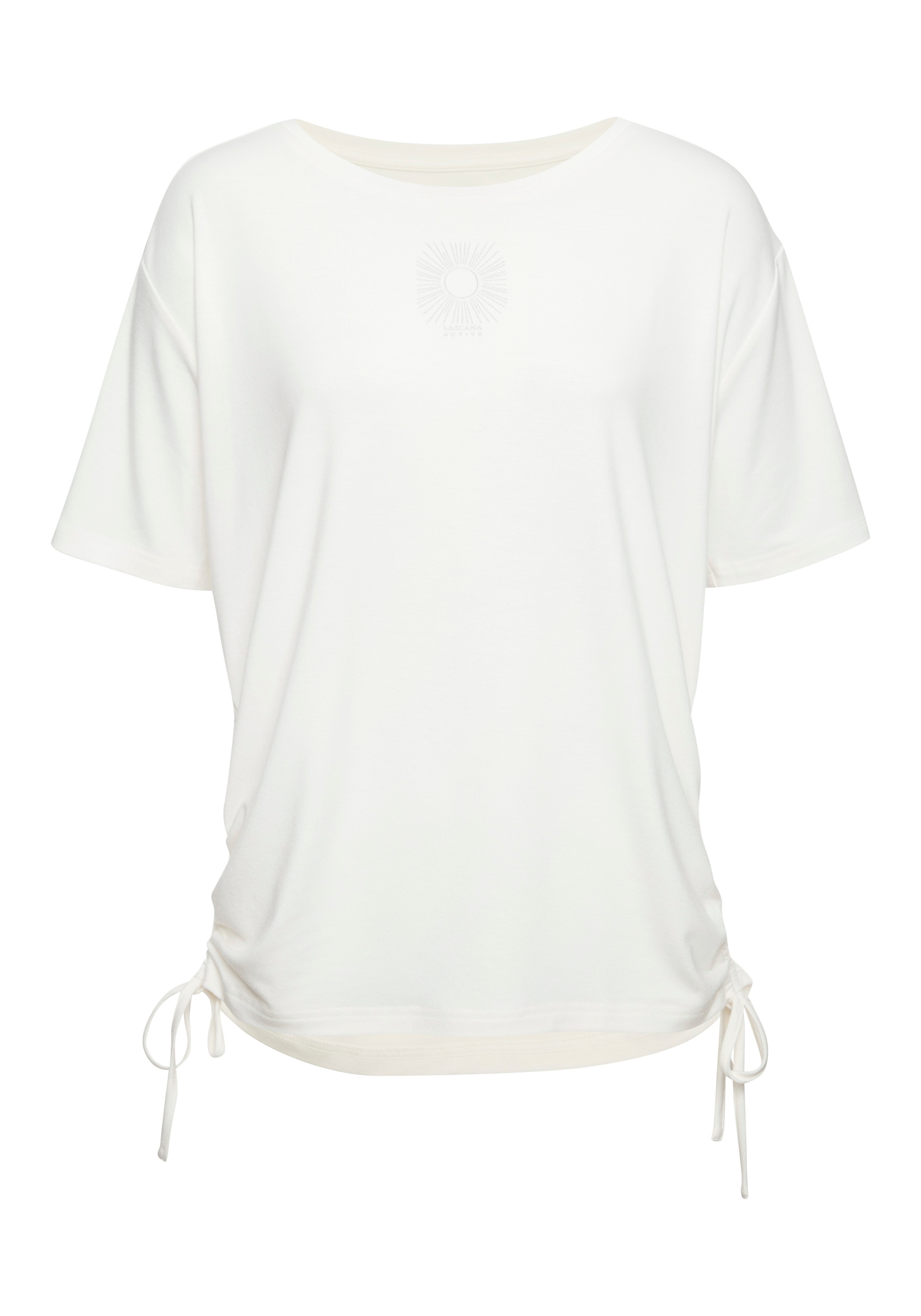 Image of LASCANA ACTIVE Yoga & Relax Shirt "- T-Shirt - Sportshirt" mit verstellbarer, seitlicher Raffung und Foliendruck