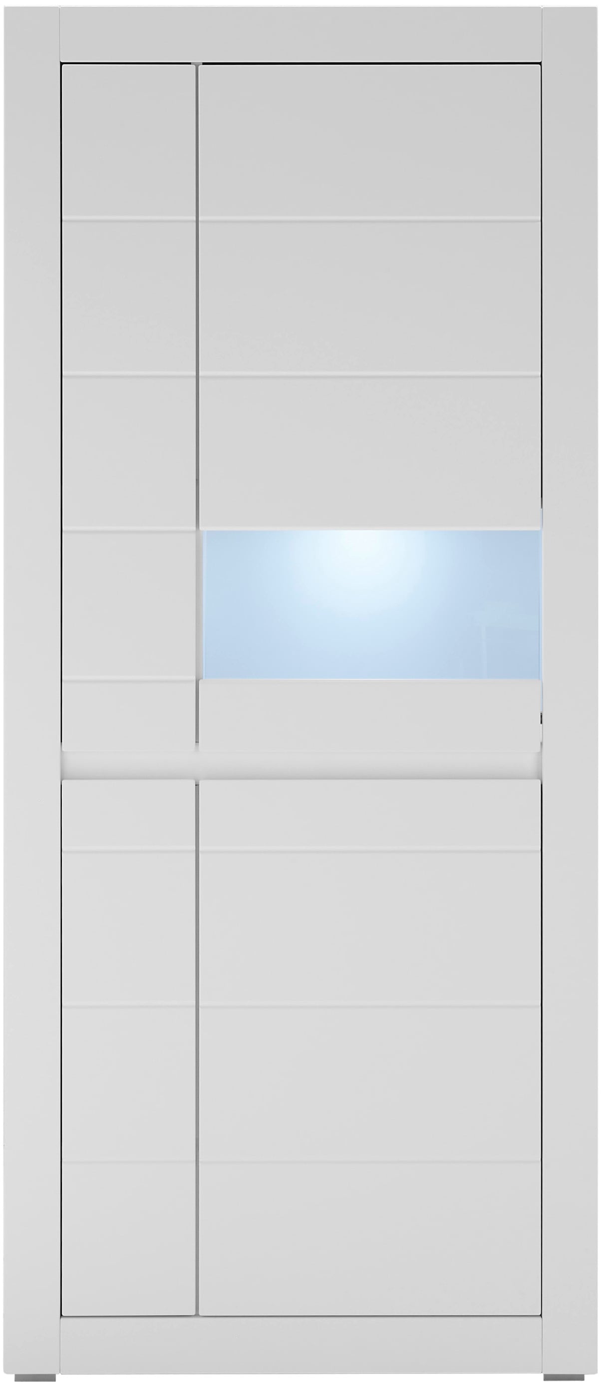 INOSIGN Vitrine »Chester, Hochschrank mit Stauraum, Glasvitrine, Anrichte, Weiss Matt«, (1 St.), austauschbare Blende in der Griffleiste, zeitloses Design, 85 cm breit
