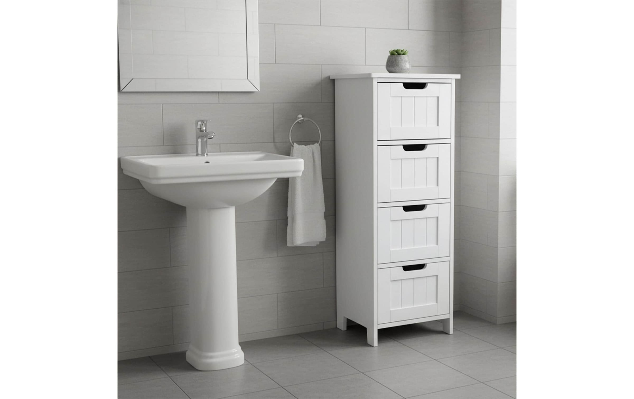 relaxdays Badregal »30 x 82 cm« Kompakte Badkommode im Landhausstil