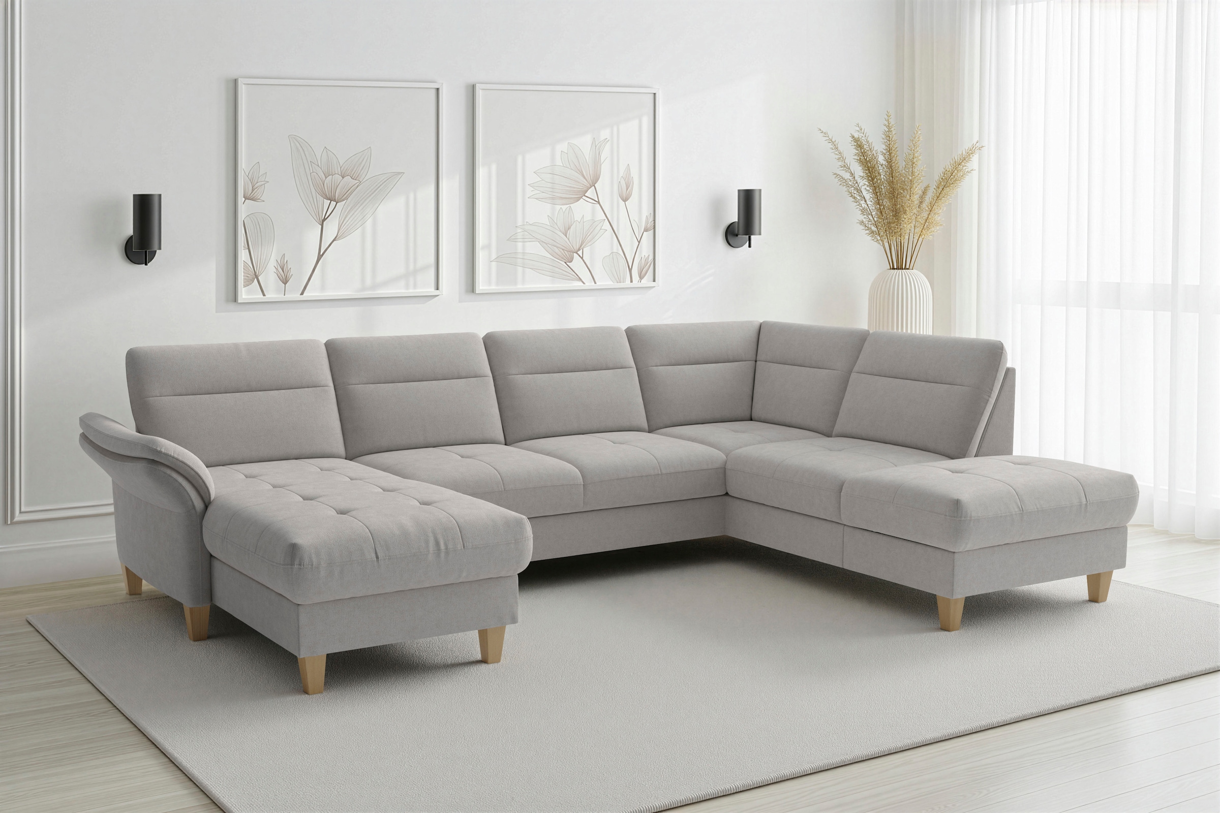 sit&more Paysage de salon »Pamela U-Form, B: 292 cm, optional Schlaffunktion & Armteilverstellung« avec ressorts