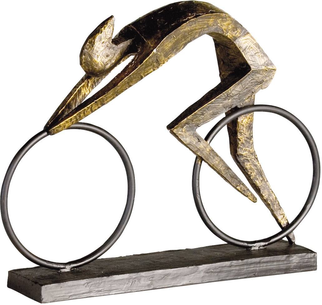 Image of Casablanca by Gilde Dekofigur "Skulptur Racer" Dekoobjekt, Höhe 29 cm, Fahrradfahrer, mit Spruchanhänger, Wohnzimmer