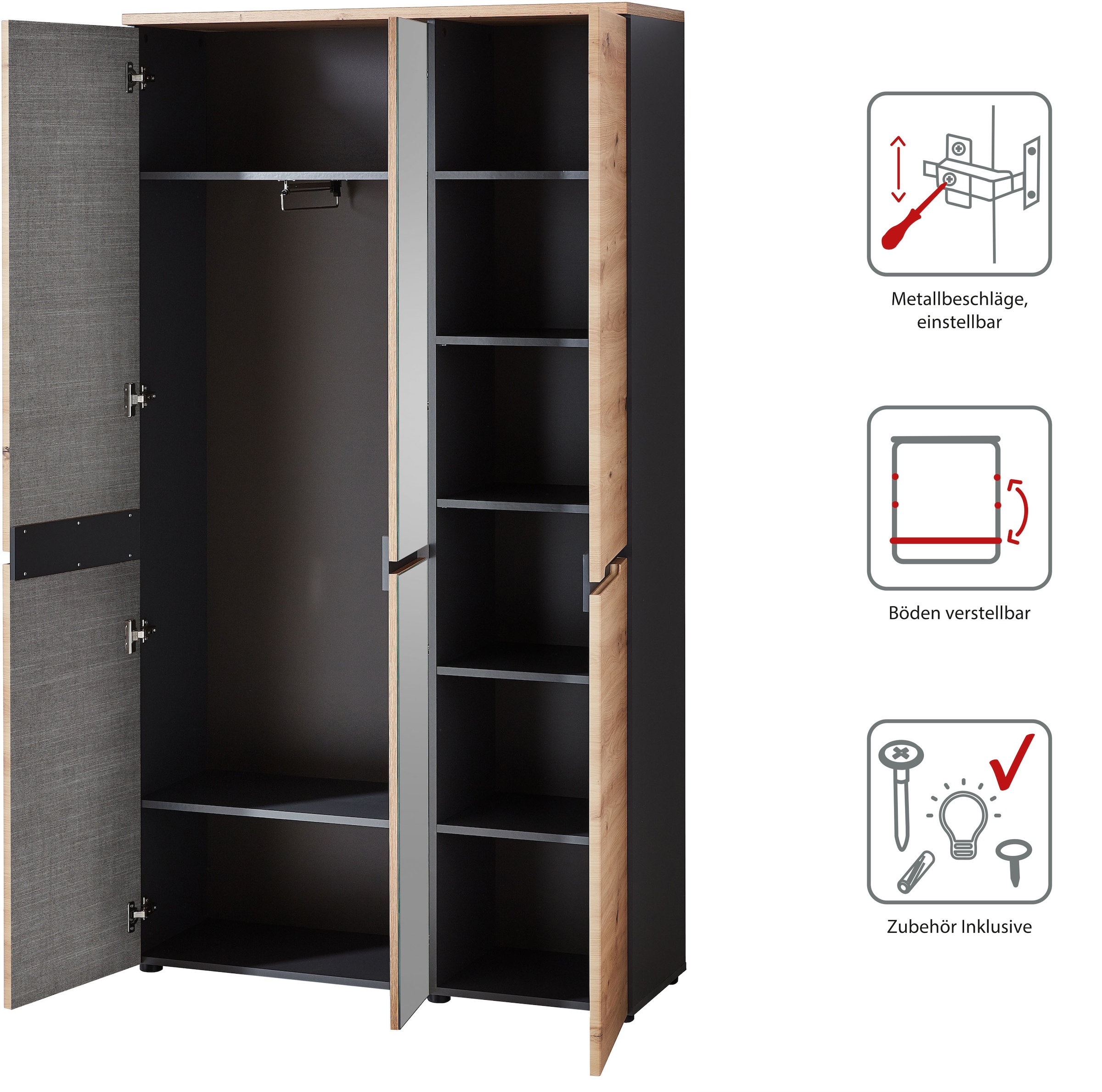 Innostyle Garderobenschrank »MEMPHIS« OTTOs Choice,  Artisan Eiche Optik, viel Stauraum