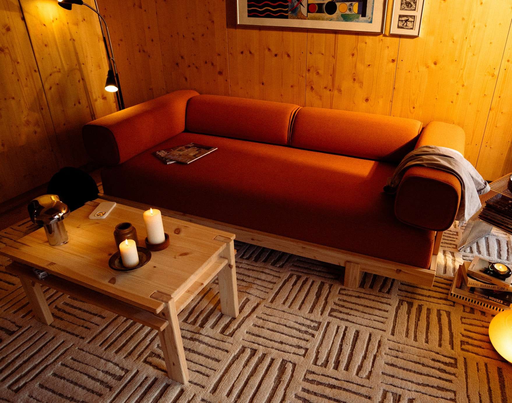 Karup Design Canapé-lit »Stay Sofa Bed, mit Bettfunktion & Boxspring, 3 Sitzer aus Massivholz« Boxspring-Matratze mit Sprungfedern, 90 x 200 cm, Made in Europe