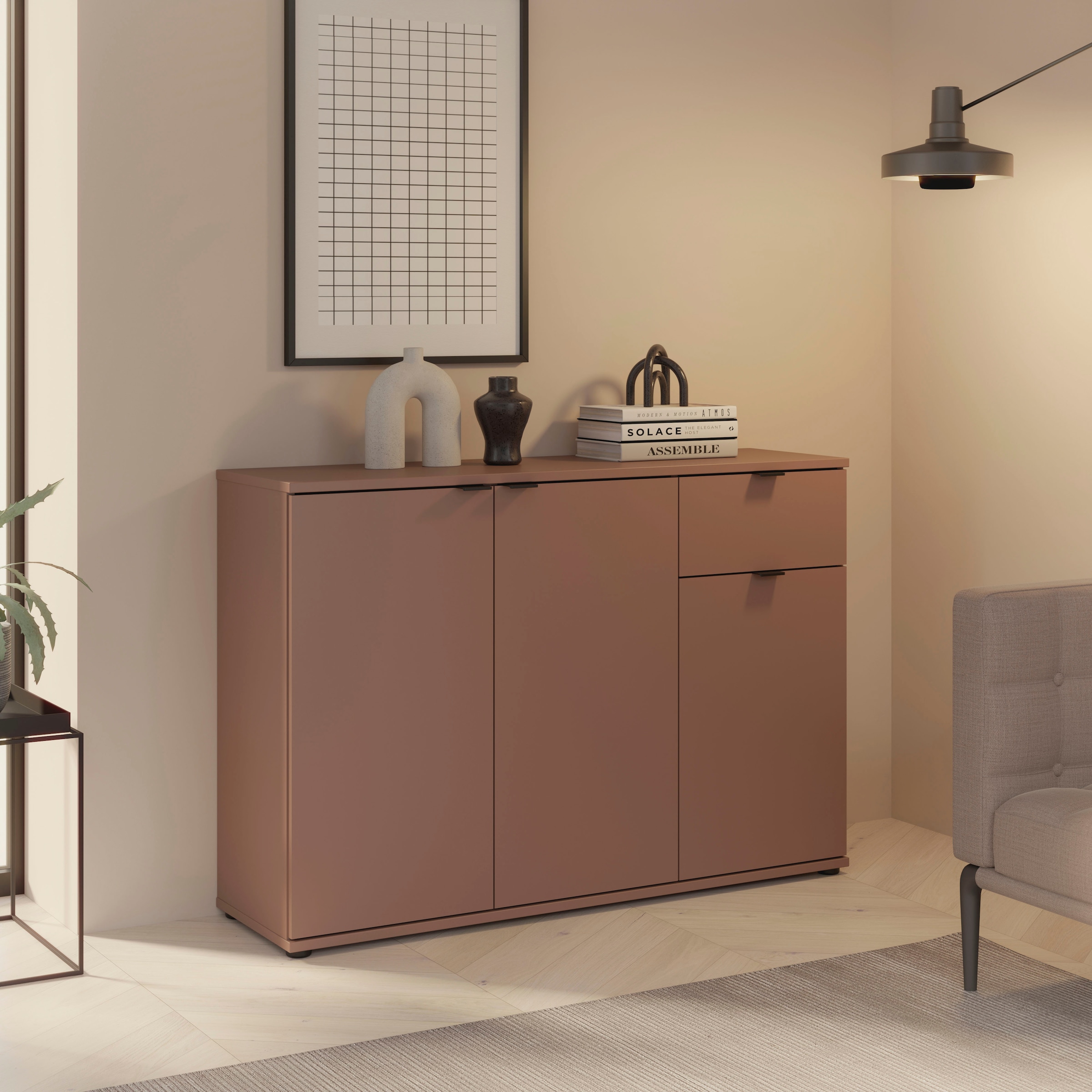 FORTE »Ganymede« Buffet, rangement, tiroir; poignées métal, 4 décors, largeur 119,8cm