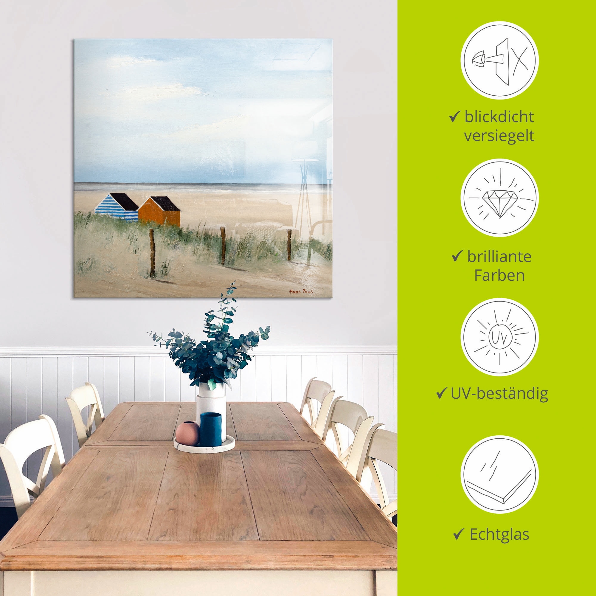 Artland Tableau en verre »Sonniger Morgen V« 1 cuis tlg. in verschiedenen Grössen