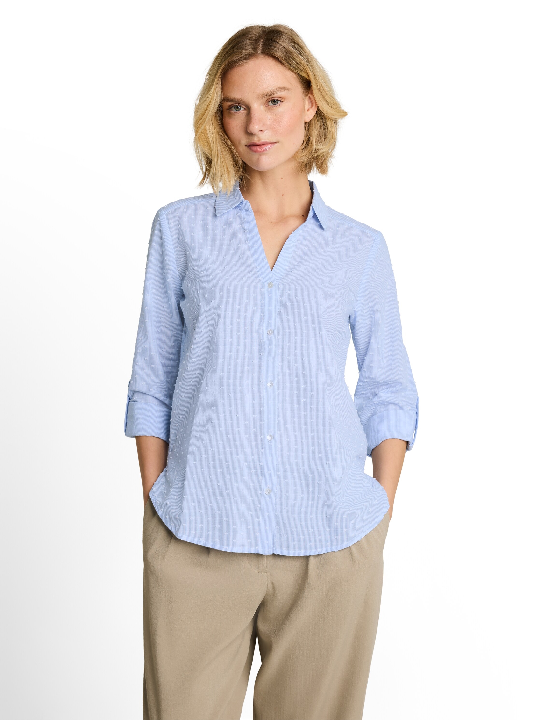 Image of TOM TAILOR Klassische Bluse Sommerbluse im Streifen-Look/mit Turn-Up-Ärmeln