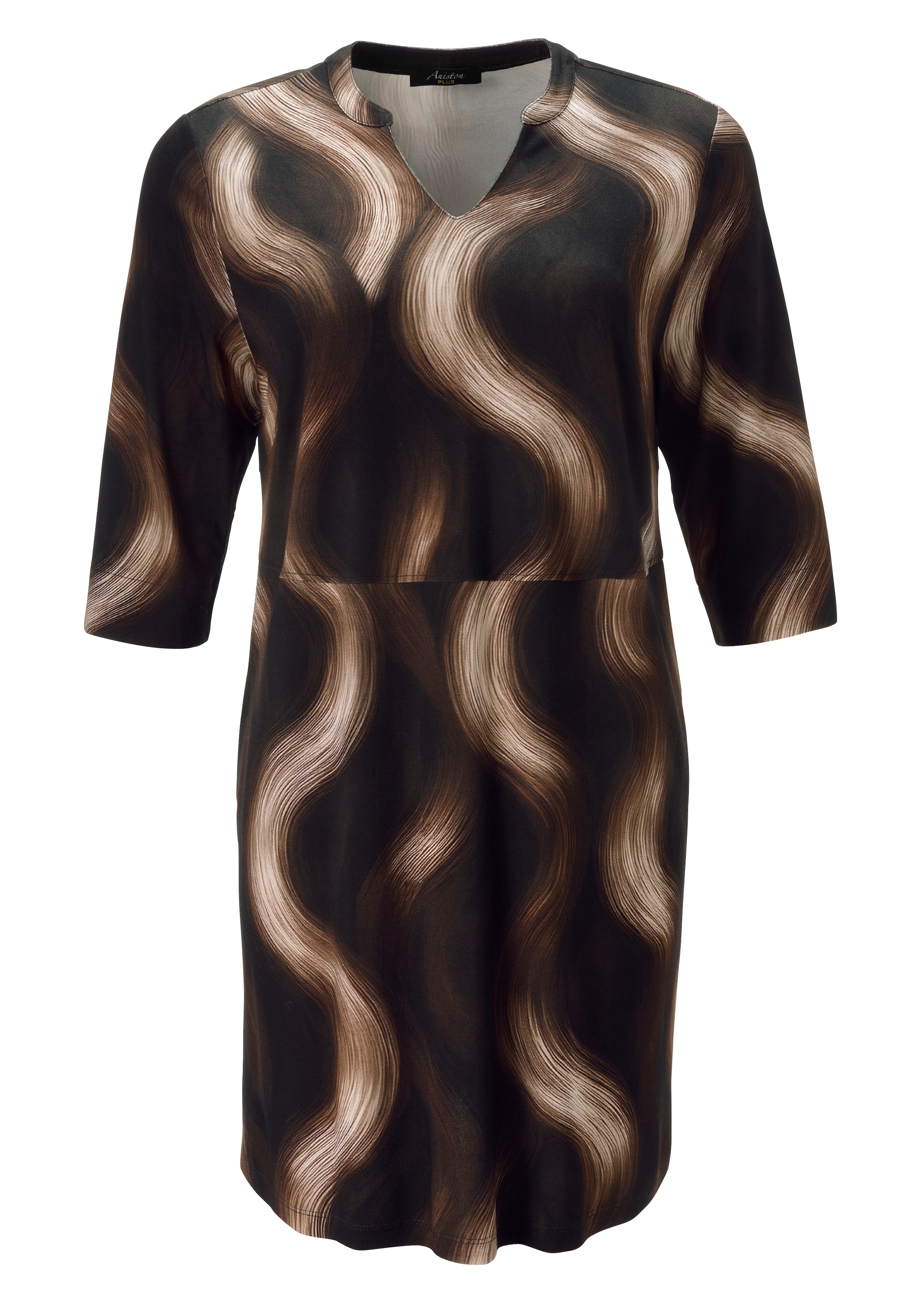 Aniston PLUS Robe en jersey Poches pour les mains dans des tons marron tendance - NOUVELLE COLLECTION