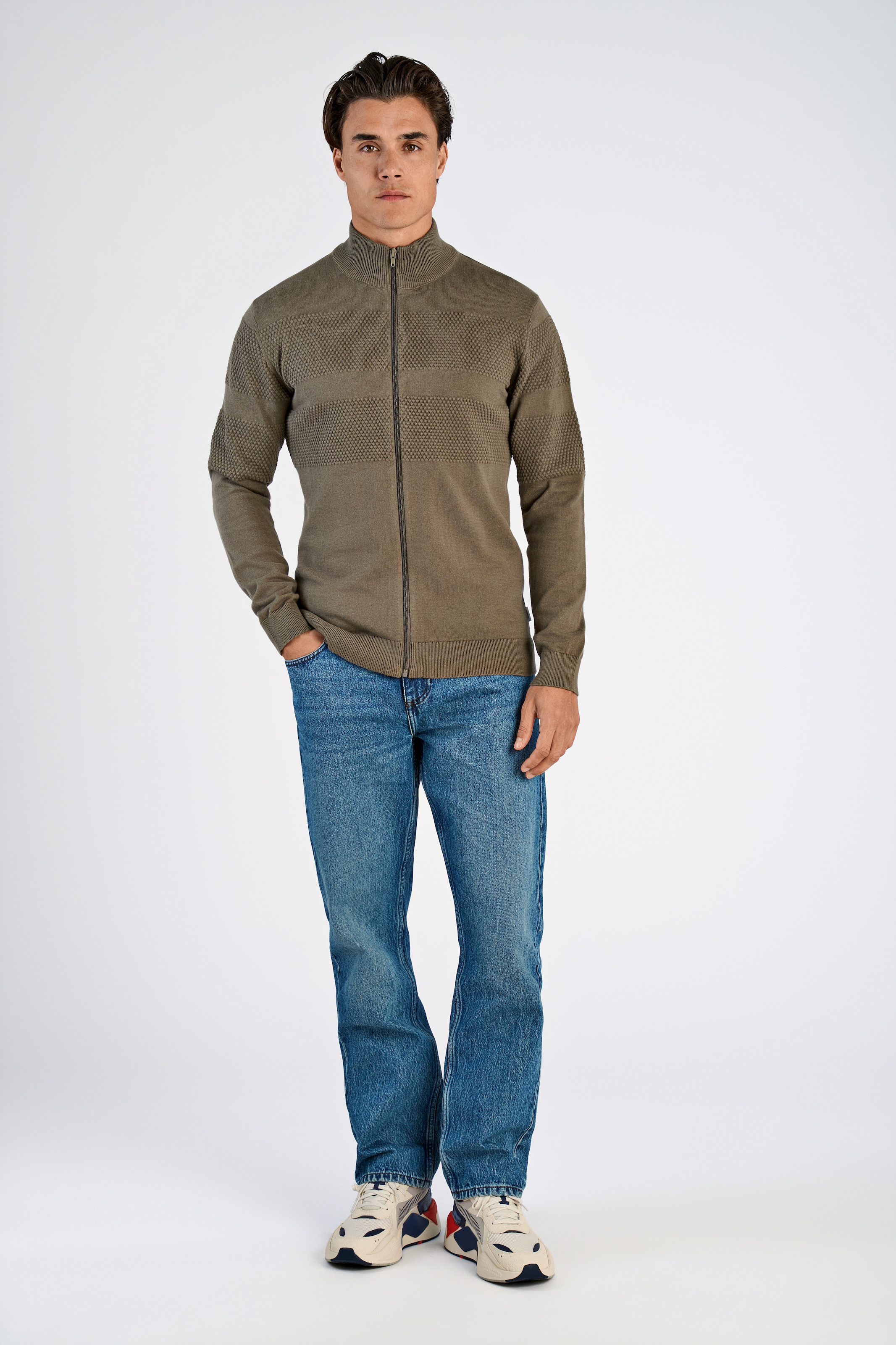 LINDBERGH Veste en tricot mit Stehkragen und Reissverschluss