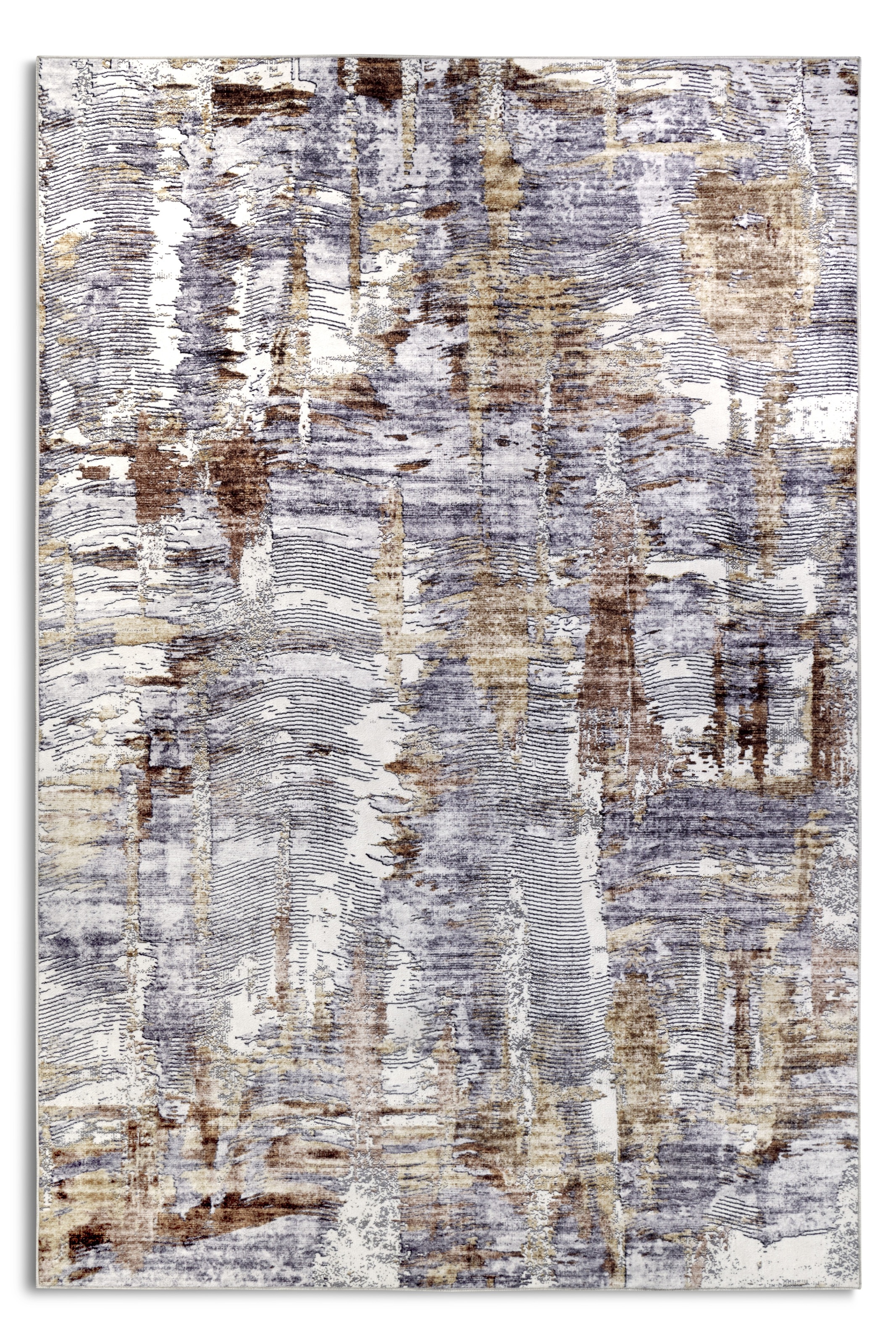 THE RUGS Imagination Shortpile Rug Runner Malard Polyester Abstract Modern Rug in Beige | Size: 80cm x 150cm