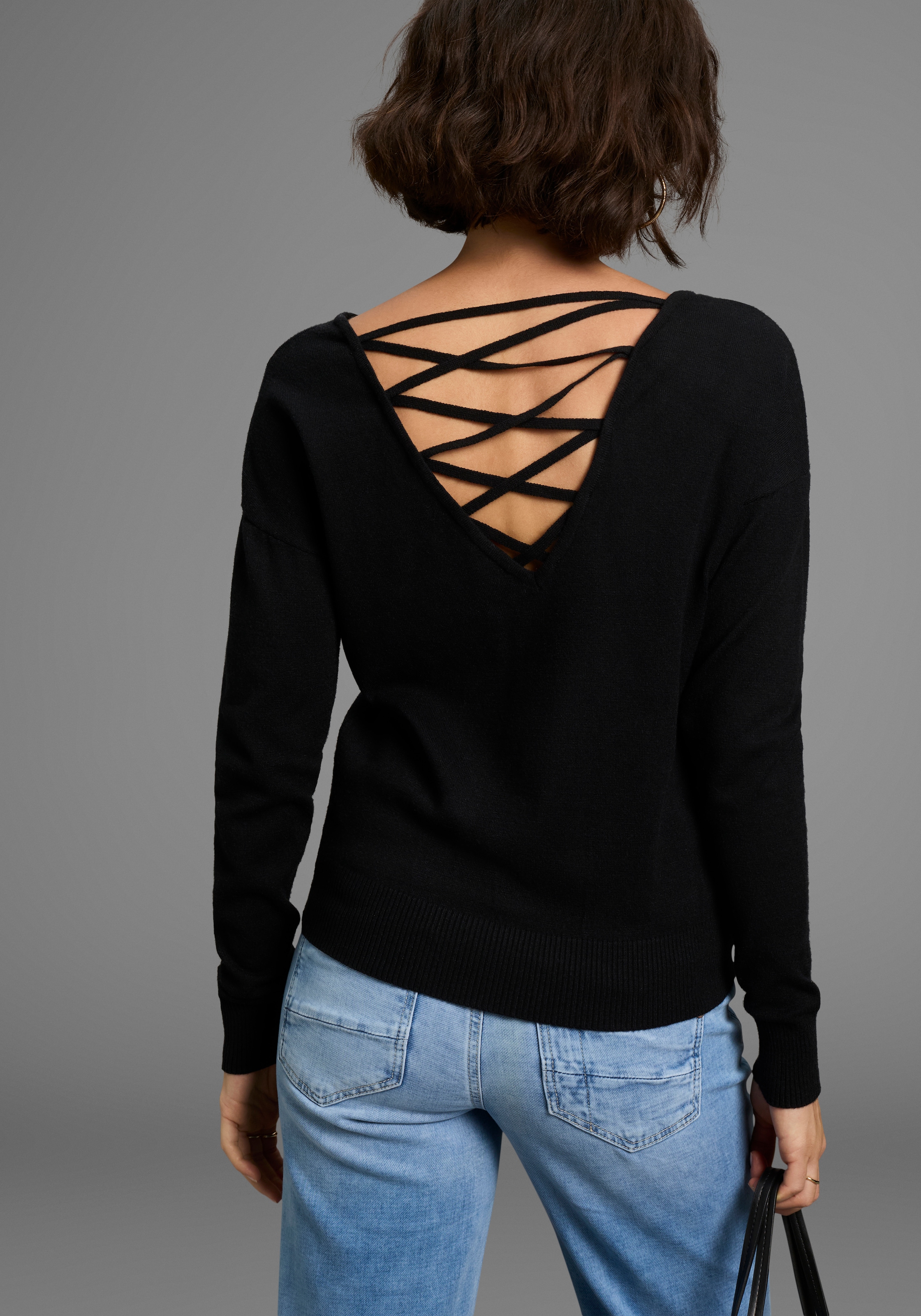 Image of Laura Scott Strickpullover softer Übergangsstrick mit femininen Schnürdetails