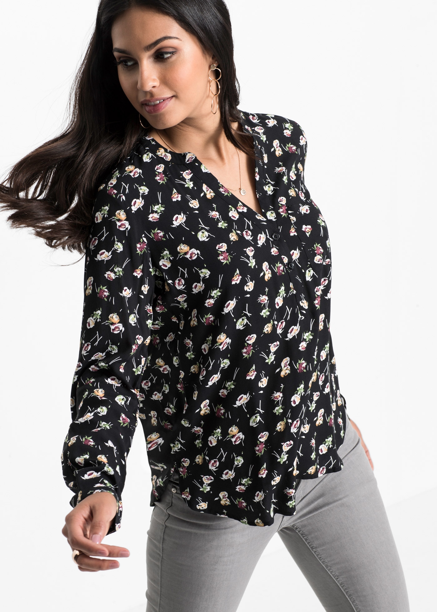 bonprix Blouse à manches longues Oversize-Passform, für vielseitige Anlässe, aus Viskose