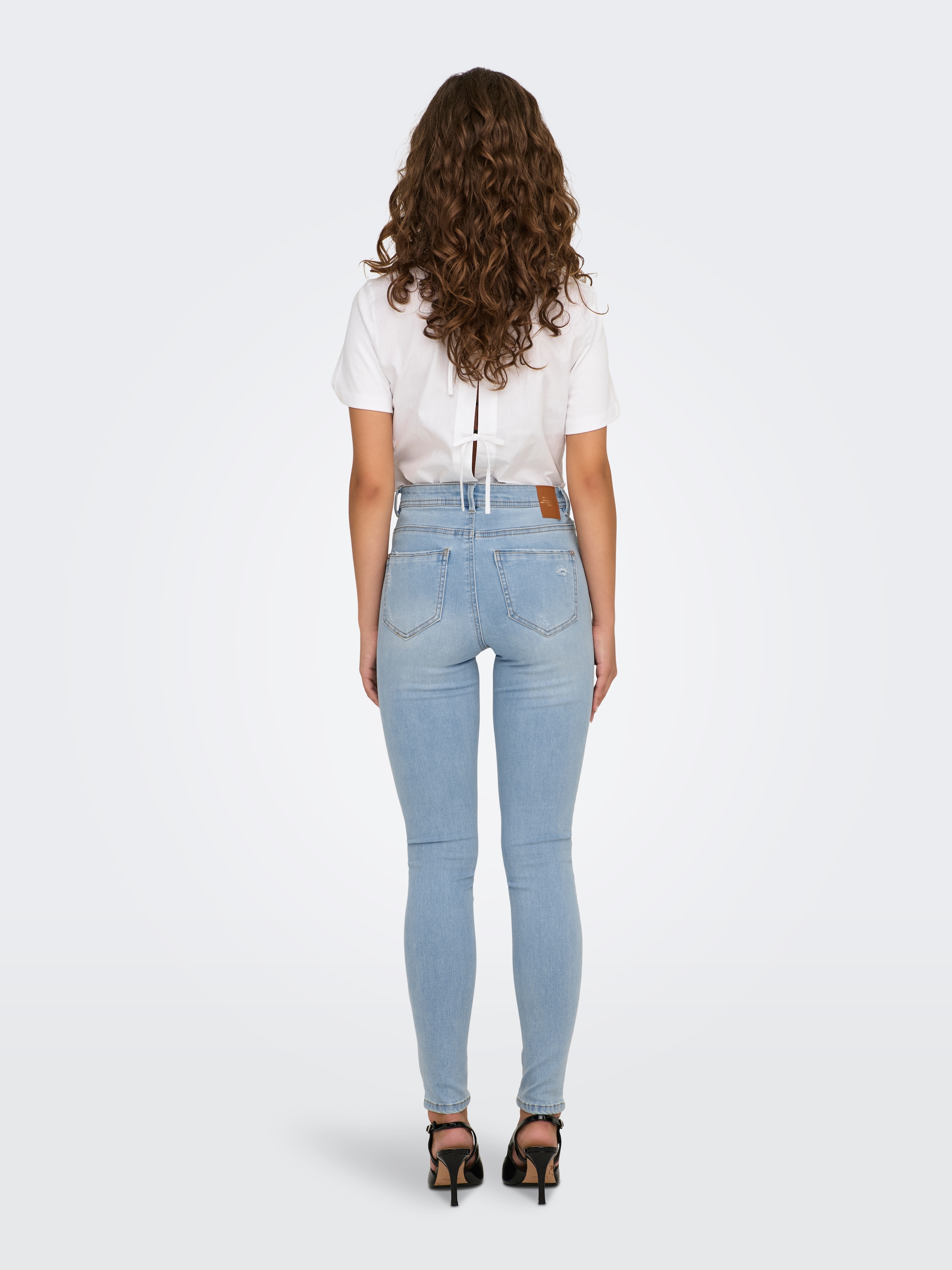 ONLY Jeans skinny »ONLWAUW MID WAIST SK LANK DNM GUA« Materialmix, skinny fit