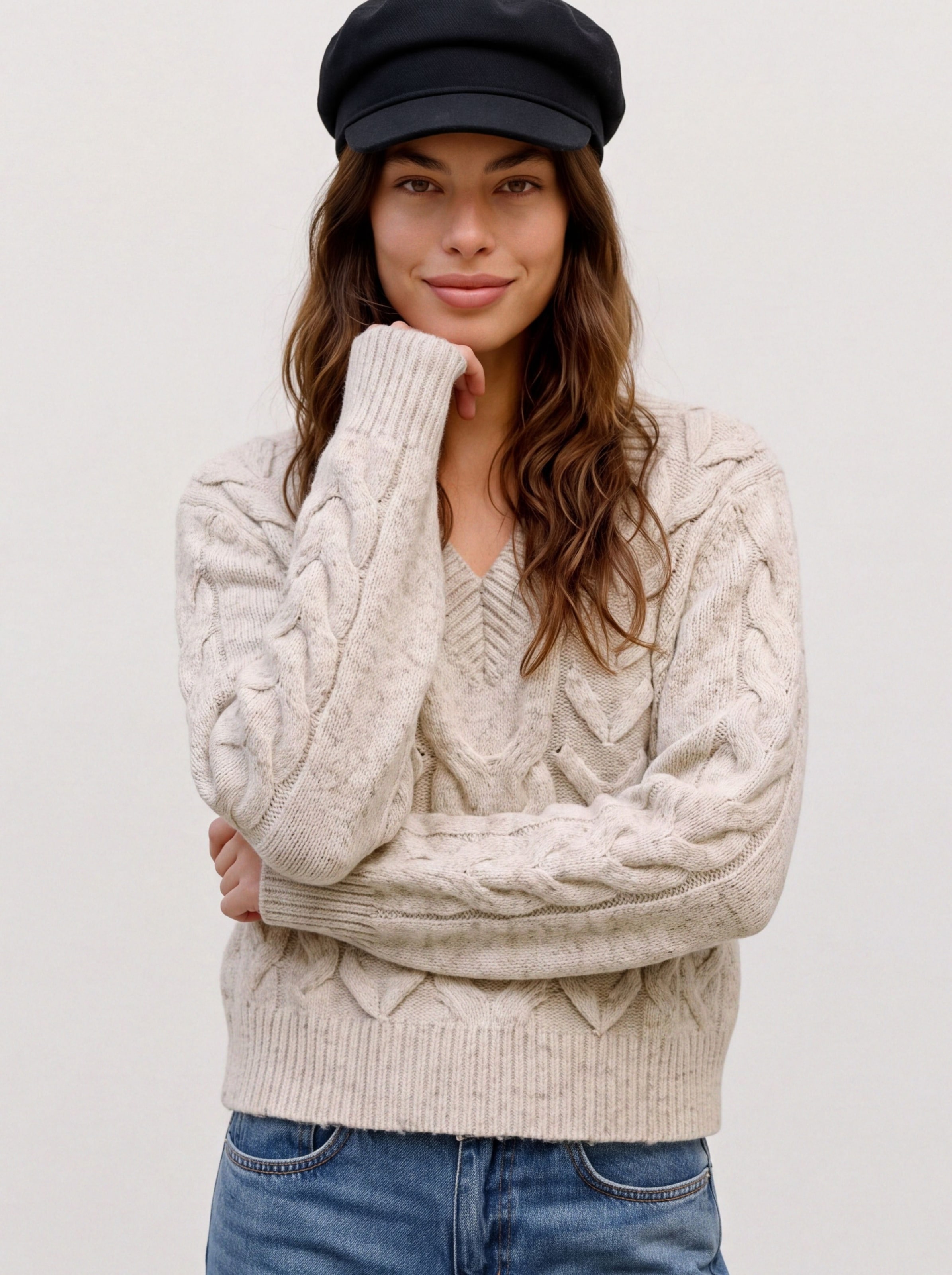 Image of Vero Moda Strickpullover "VMMARLA LS V-NECK PULLOVER BOO" Materialmix, mit Wollanteil