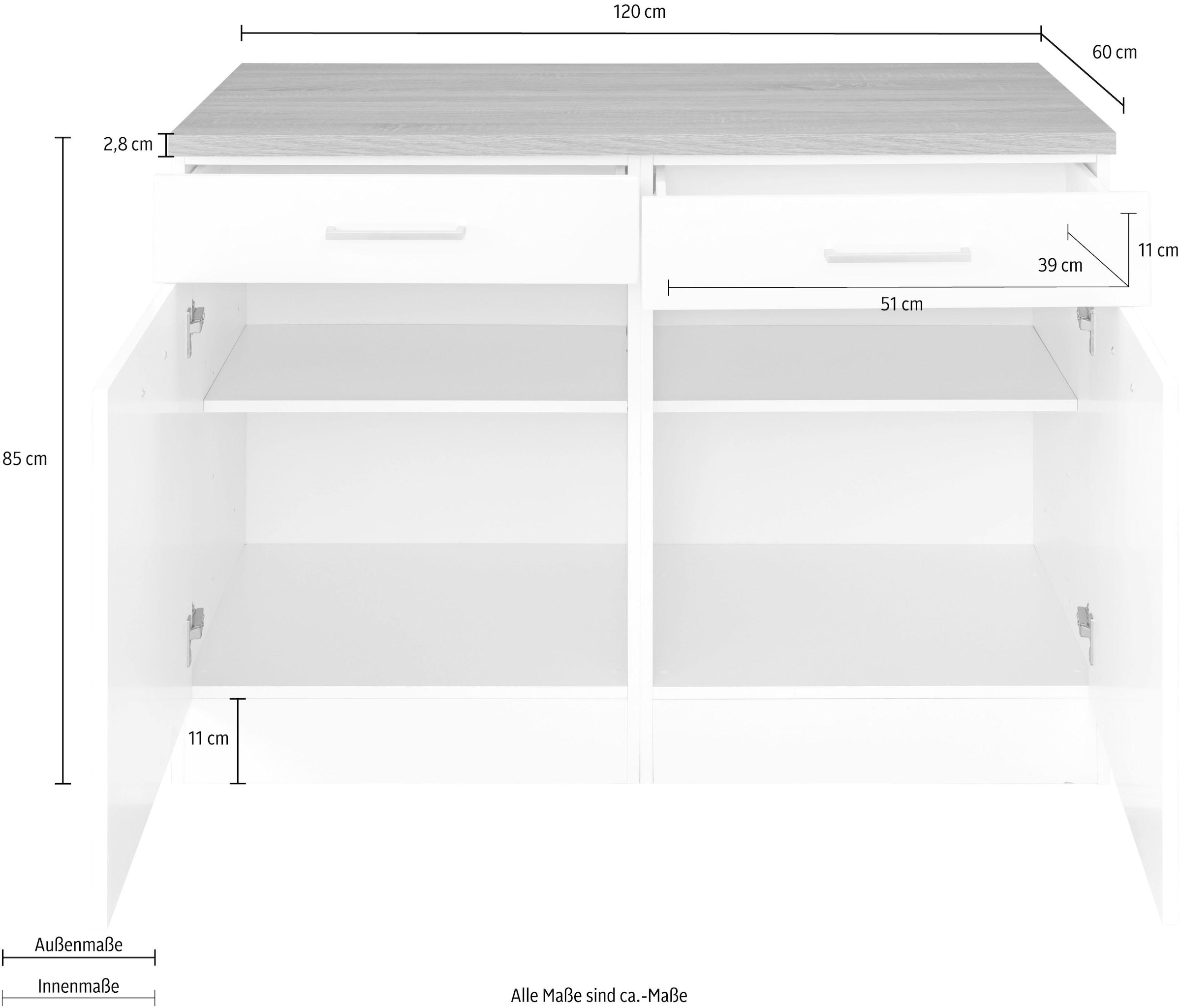 KOCHSTATION Unterschrank »KS-Visby« Breite 120 cm