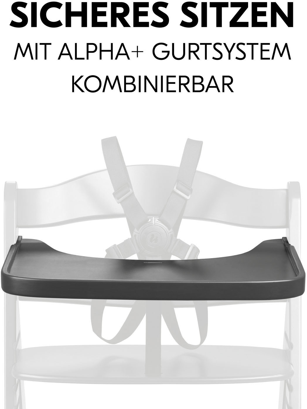 Hauck Plateau de chaise haute »Alpha Wooden Tray Essbrett, Dark Grey« FSC® - schützt Wald