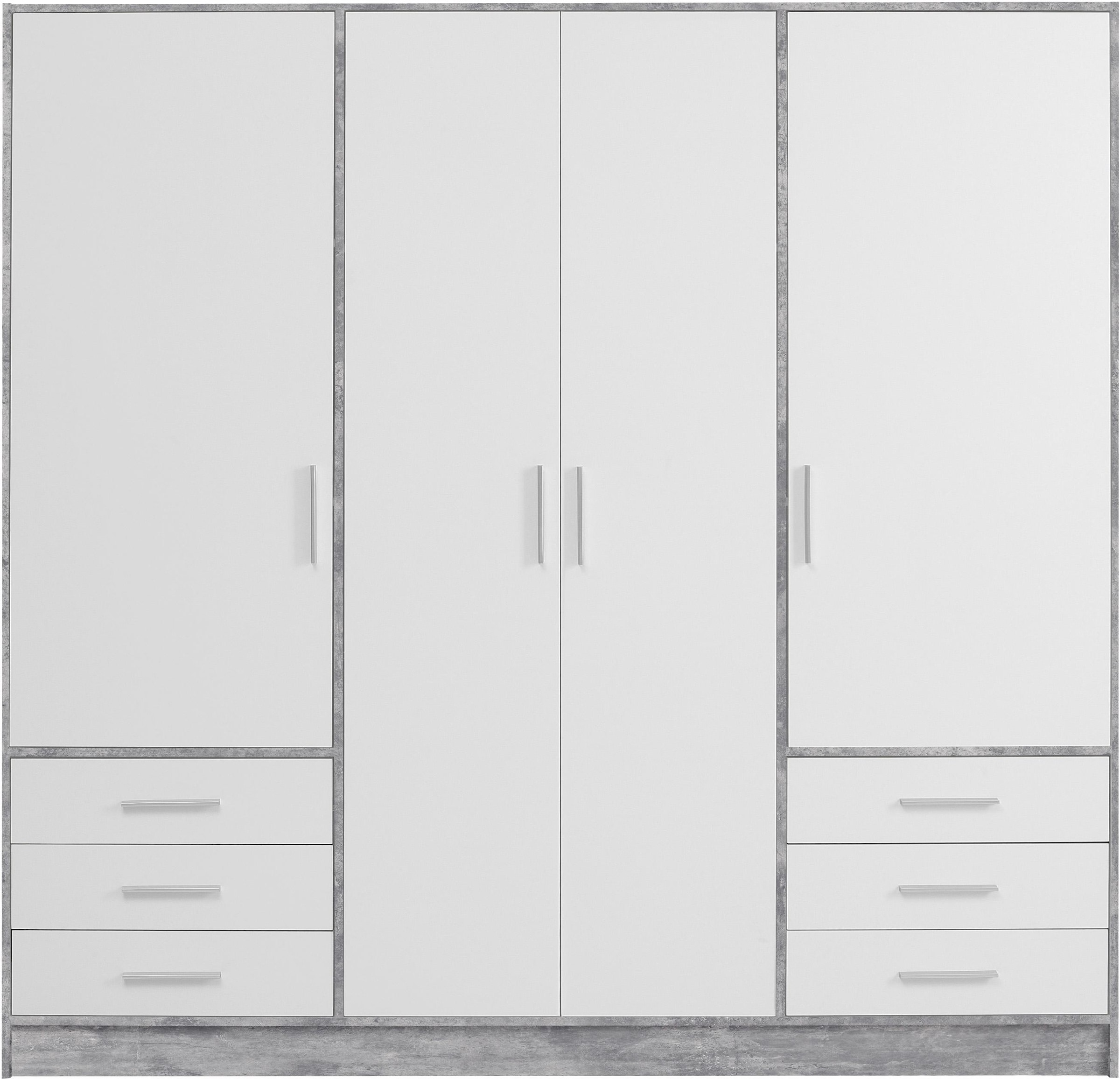 FORTE Kleiderschrank »Jupiter, Made in Europe, mit  6 Schubladen, Stauraum« Masse B/H/T ca. 207/200 cm/60,  Stauraum, 2 Breiten, 4 Farben, Schubladen, variable Einlegeböden