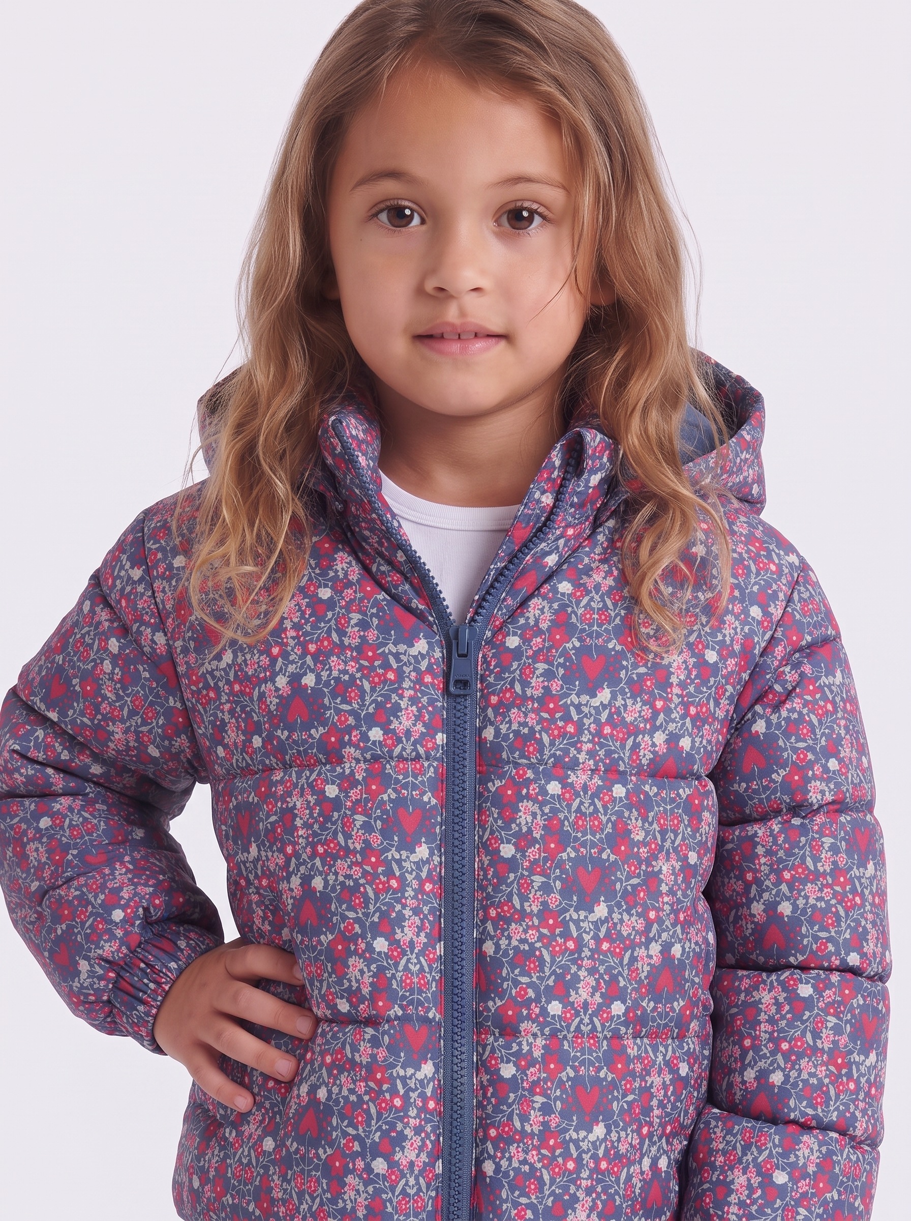 KIDS ONLY Steppjacke »KMGDALIA SHORT PUF AOP JACKET OTW NOOS« mit Kapuze Polyester
