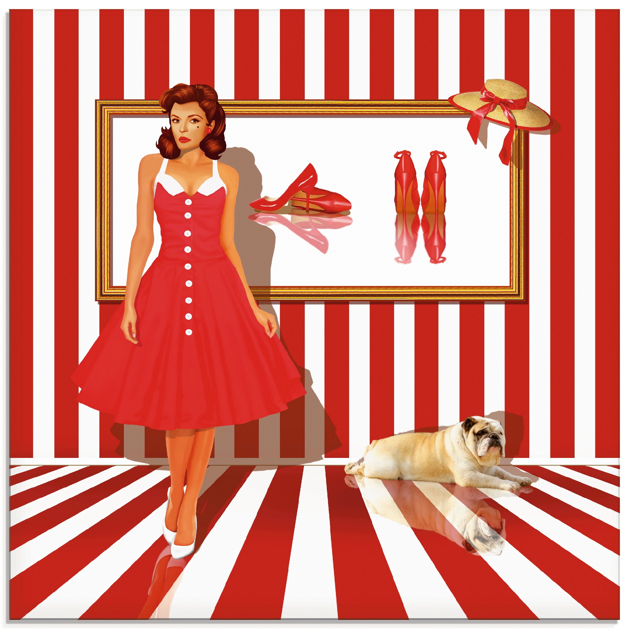 Image of Artland Glasbild »Das Damenquartett 1 Rot-Weiss«, Frau, (1 St.) bei Ackermann Versand Schweiz