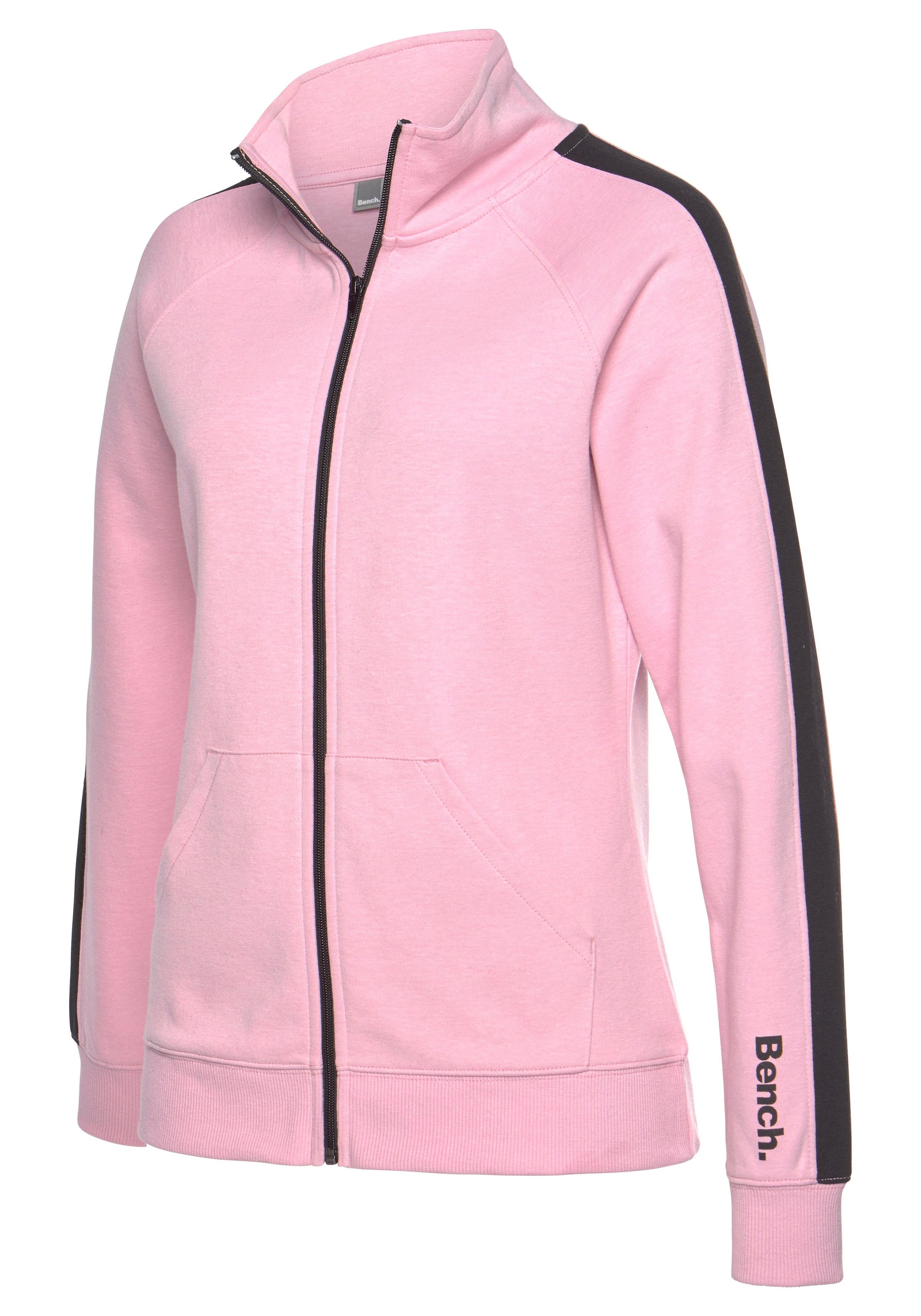 Bench. Loungewear Sweatjacke, mit Seitenstreifen und Stehkragen, Loungewear