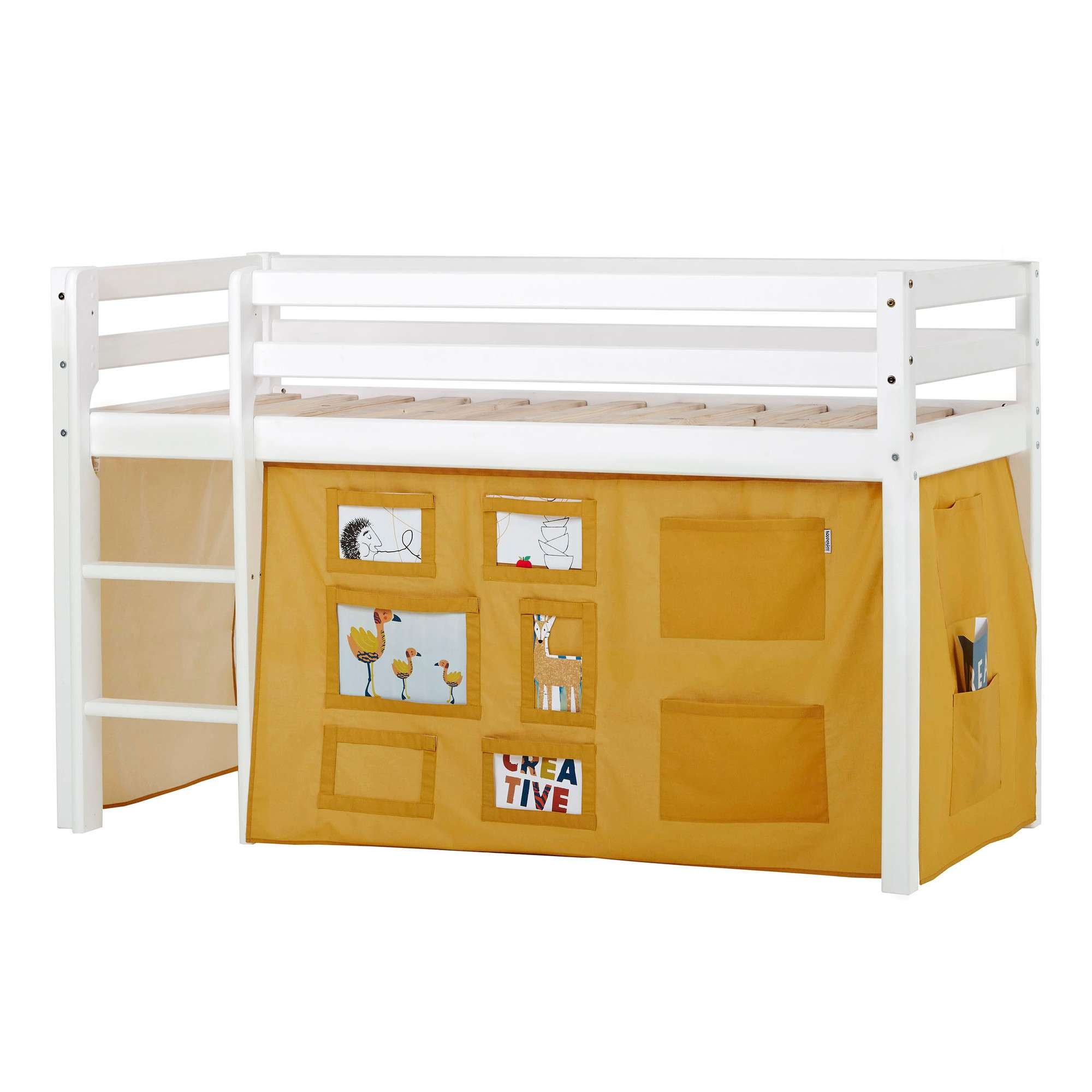 Hochbett »ECO Dream, Kinderbett, Spielbett, Halbhohes Bett aus Massivholz«, inkl....