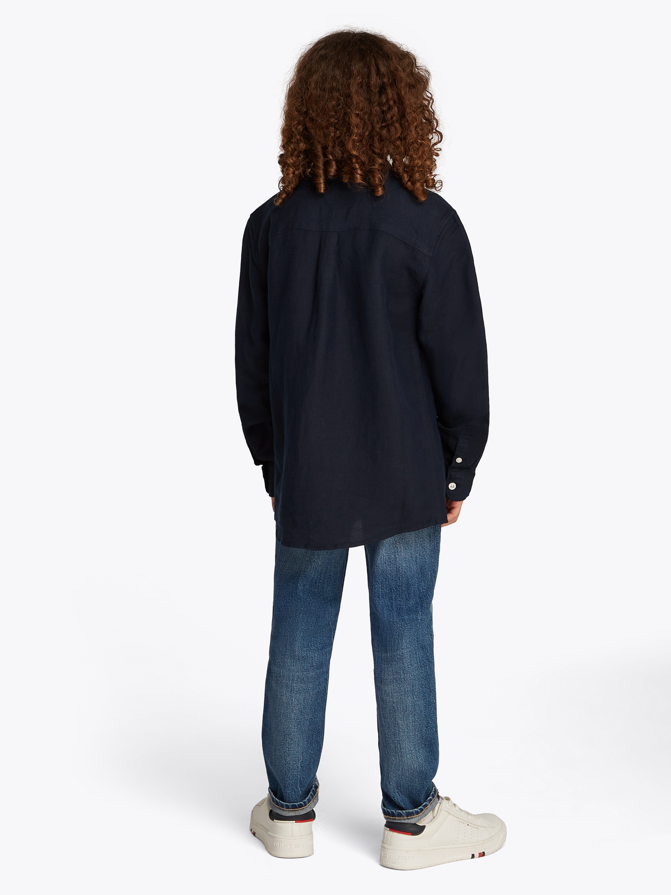 Tommy Hilfiger Langarmhemd »LINEN BLEND RELAXED SHIRT LS«, mit Brusttasche, Logostickerei