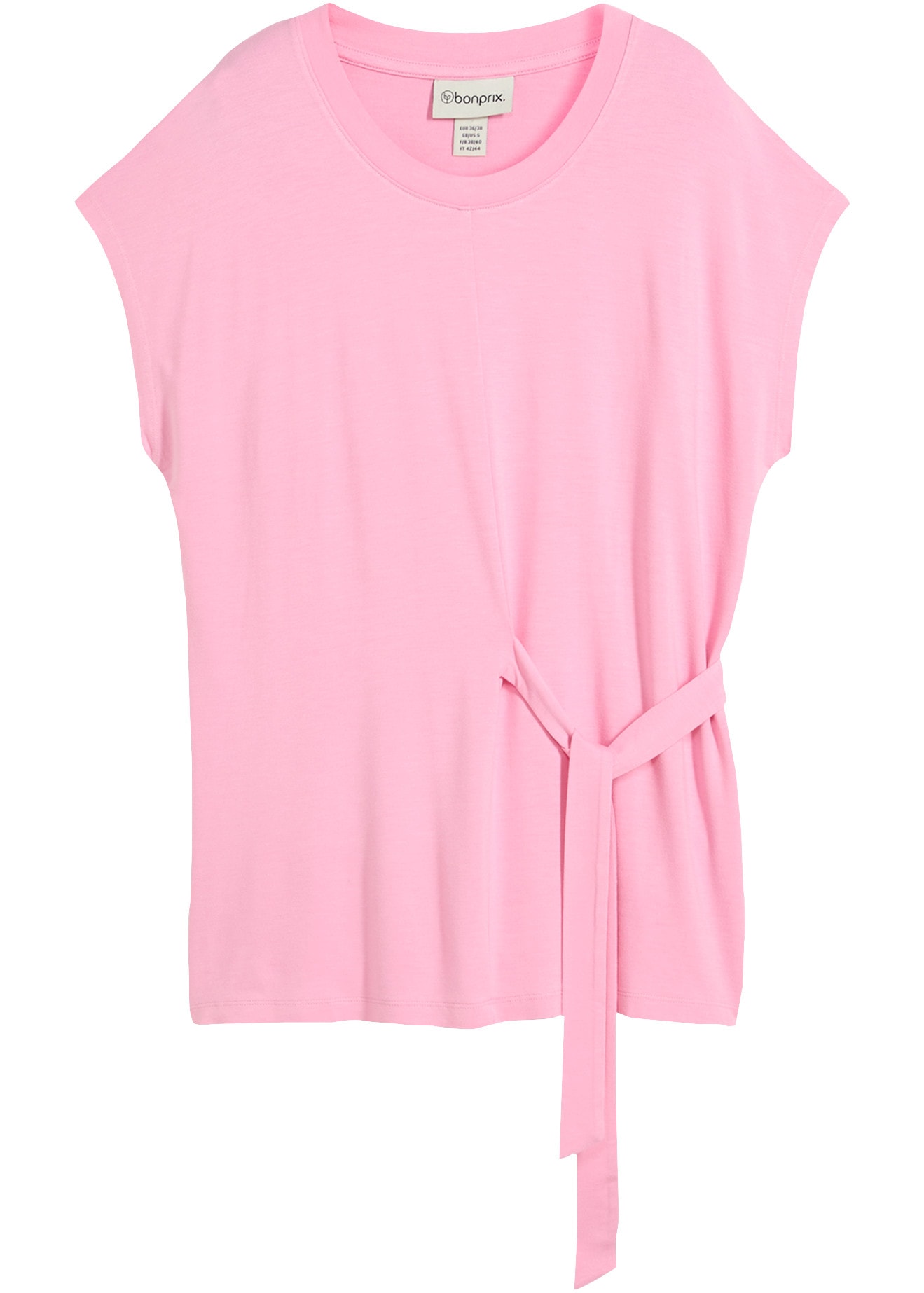bonprix T-Shirt aus Viskose-Elasthan-Mischung, mit Bindeband in der Taille, ärmellos