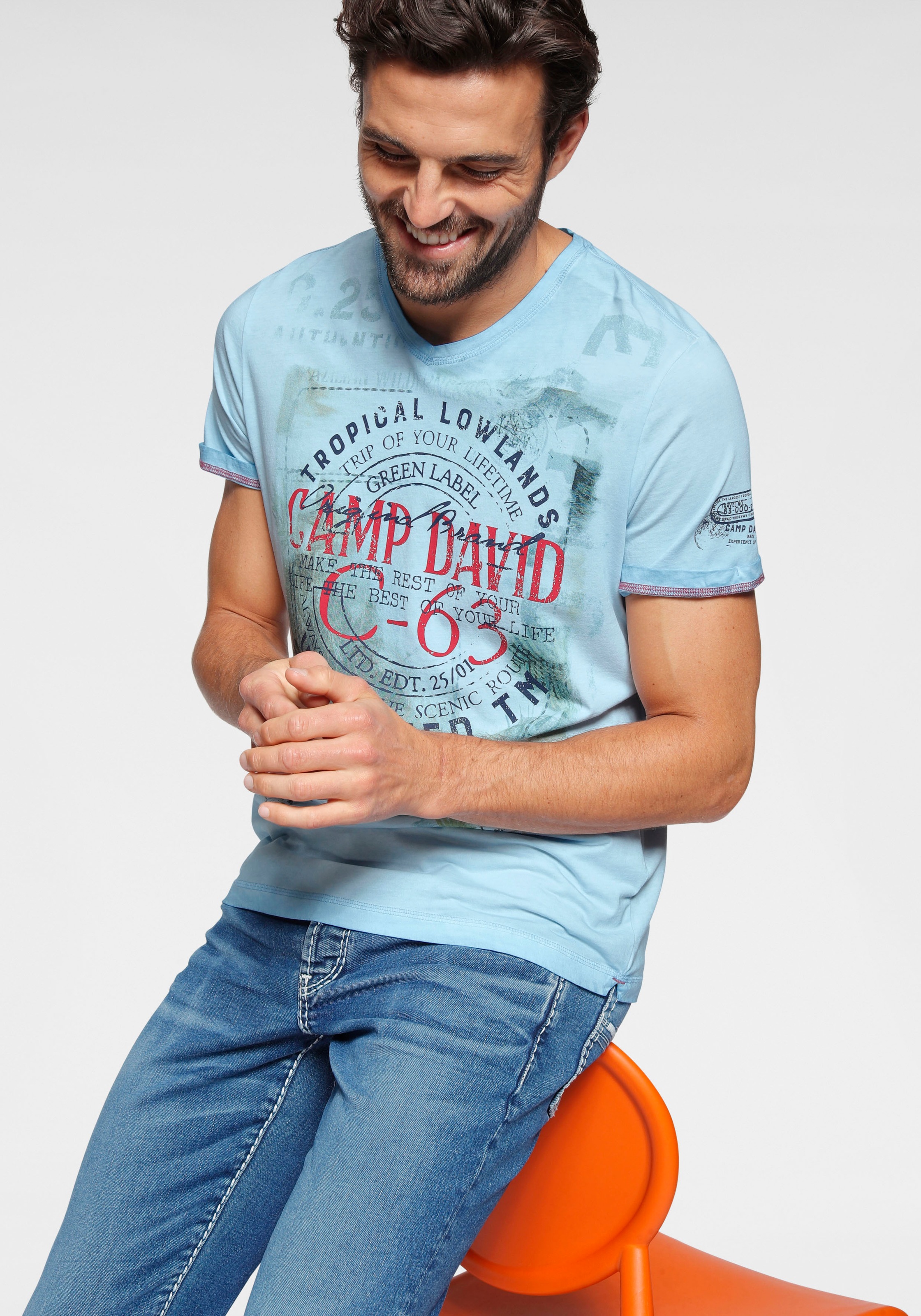 Image of CAMP DAVID T-Shirt, in oil-washed Optik bei Ackermann Versand Schweiz