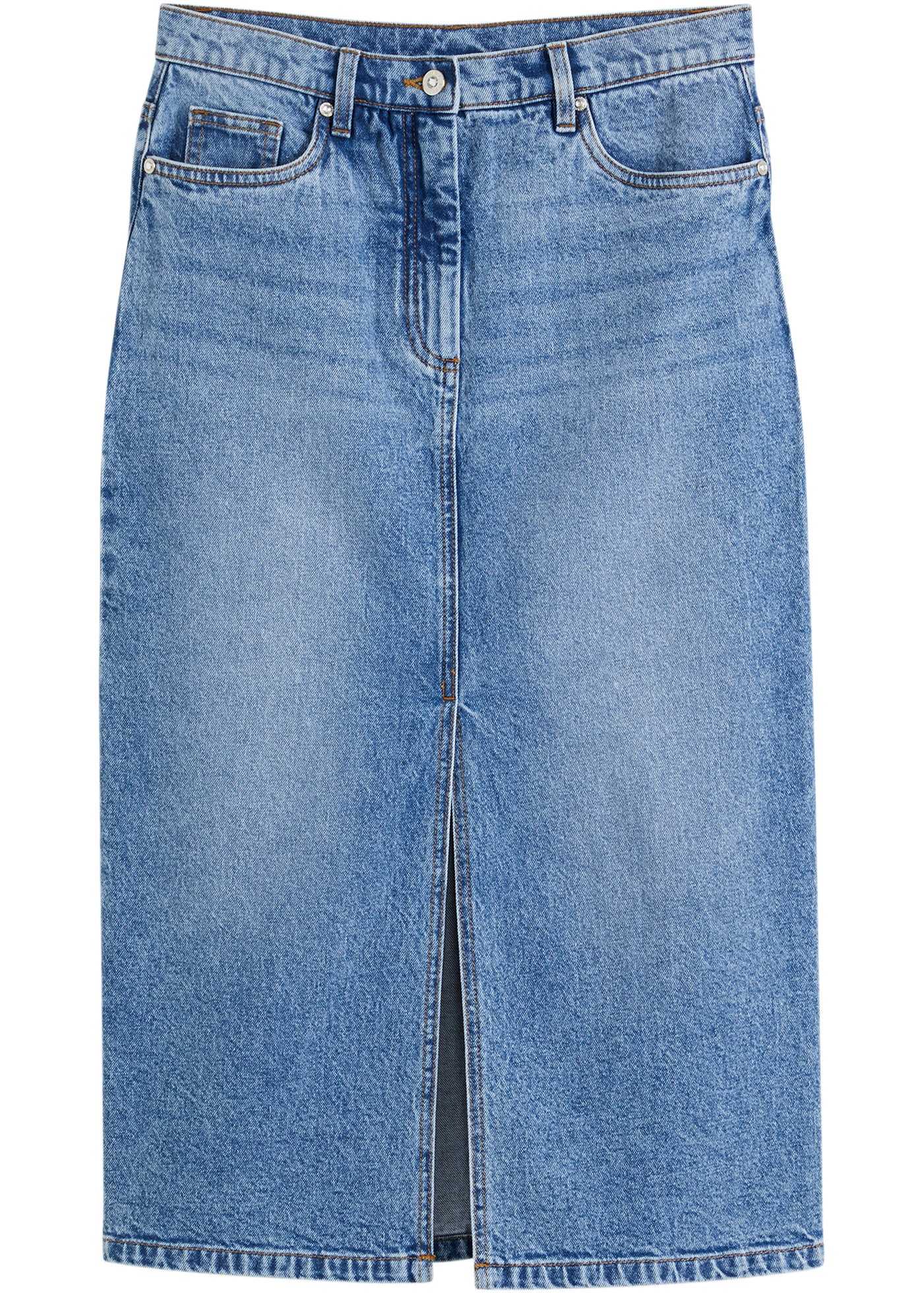 bonprix Jeansrock regular fit, mit Gehschlitz, 5-Pocket-Stil