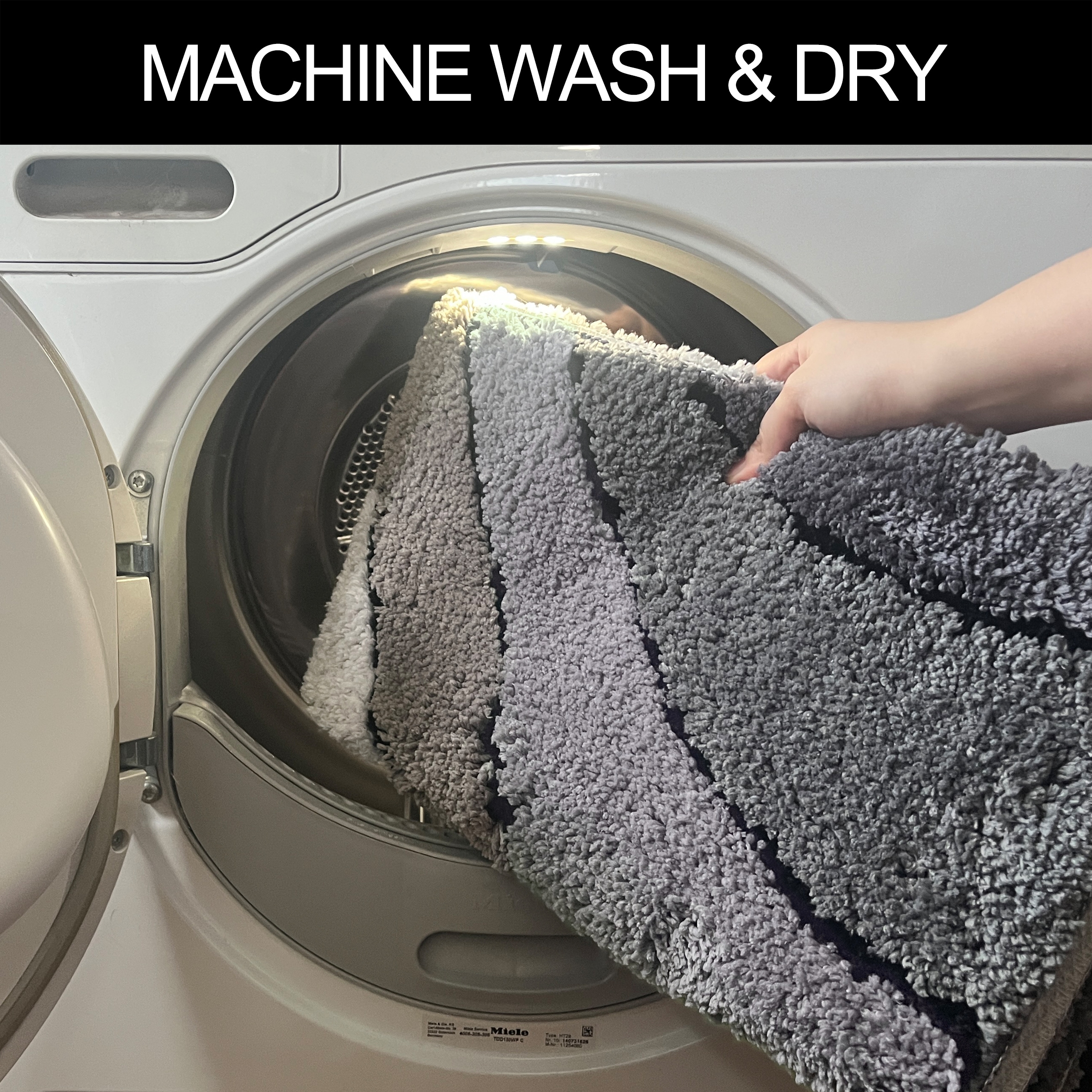my home Badematte »Josie, Badvorleger, Badezimmer Teppich«, rutschhemmend beschichtet, fussbodenheizungsgeeignet-schnell trocknend-strapazierfähig, Badteppich, Badematten, rechteckig, rund & als 3-tlg. Set erhältlich