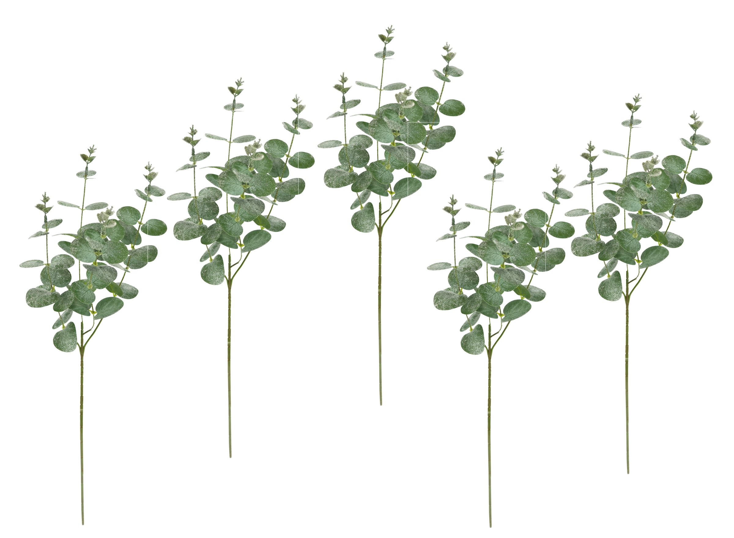 I.GE.A. Kunstzweig "Künstlicher Zweig Eukalyptus" 5er Set Dekozweig Deko für Girlande Kranz Weihnachtsdeko Einzelblume
