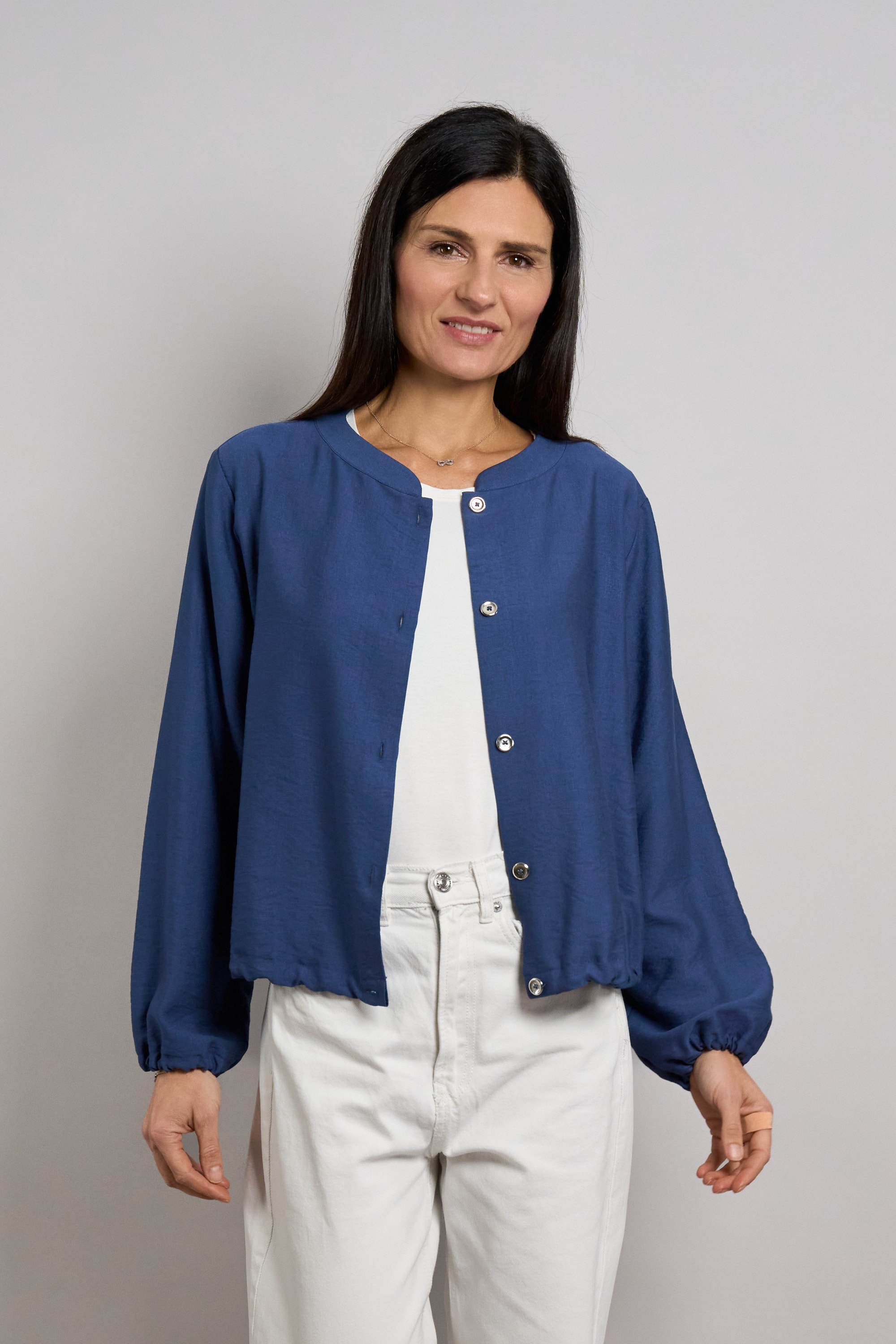 Image of Seidel Moden Blusenjacke "Otto exclusiv" ohne Kapuze mit Knopfleiste - Viskose - MADE IN GERMANY