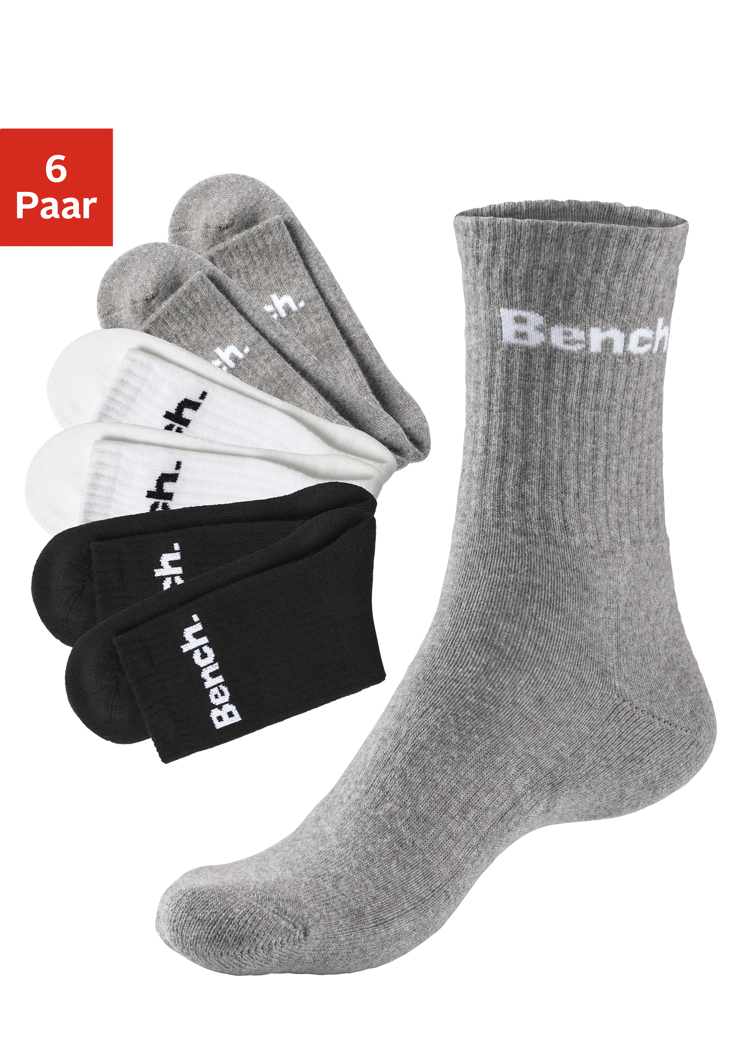 Tennissocken, (Set, 6 Paar), mit Fuss Polsterung
