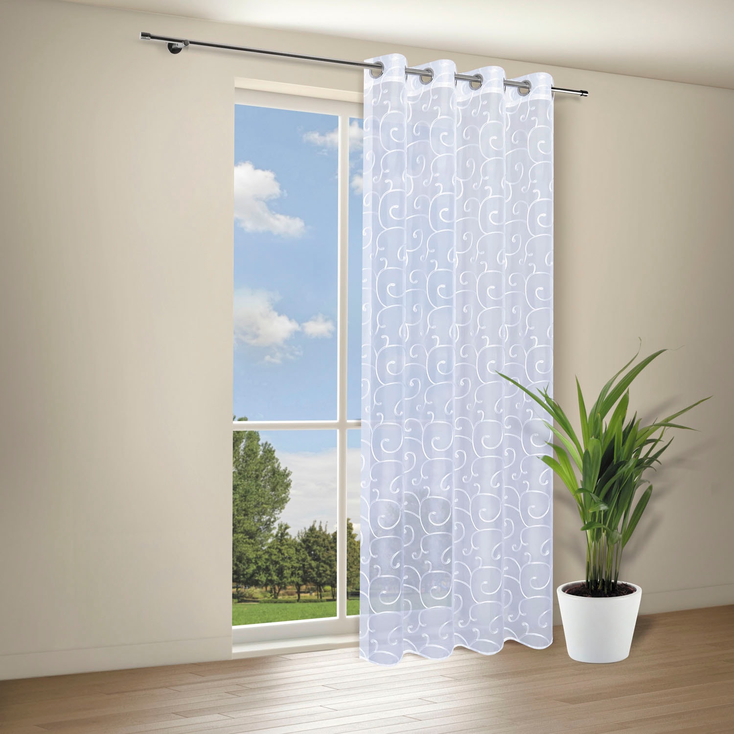 Gerster Gardine »Rachel« Ösen 1 Stk. tlg. Ösenschal bestickt allover