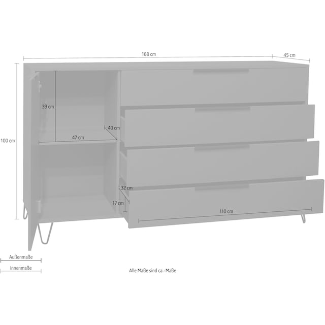 Breite Mäusbacher cm Highboard kaufen mit »Bonnie«, 168 bequem Drahtgestell