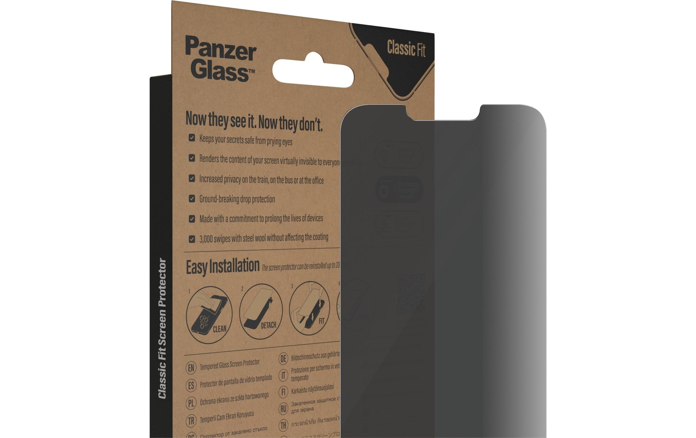 PanzerGlass Displayschutzglas »Classic Fit Privacy iPhone 13 Pro Max/14 Plus«, für iPhone 13 Pro Max, iPhone 14 Plus, (1 St.)