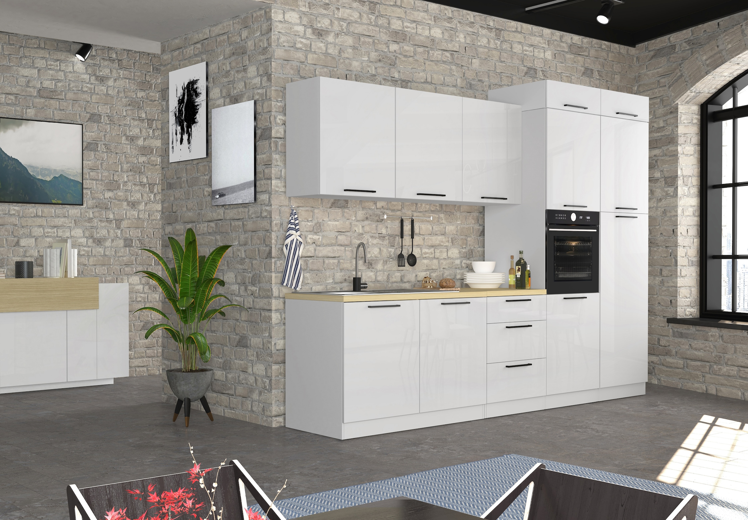 KOCHSTATION Aufsatzschrank »Luna, Hängeschrank, Küchenhängeschrank, Made in Italy« B/T/H: 60×60×20 cm, zusätzlicher Stauraum über der Arbeitsfläche