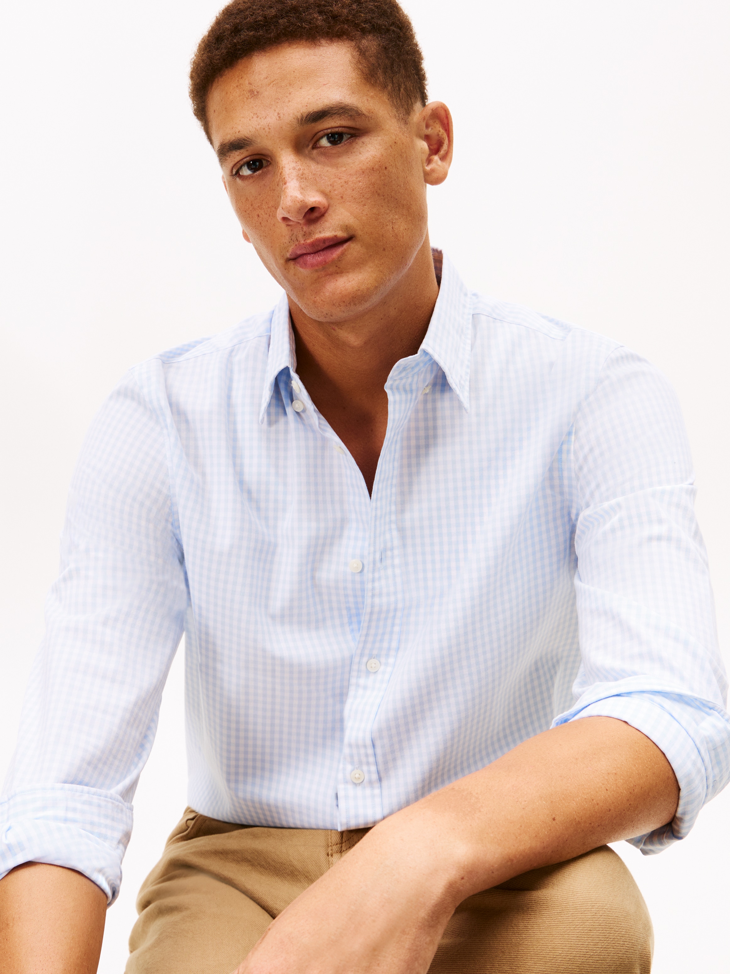 Tommy Hilfiger Chemise à manches longues »FLEX POPLIN BIG GINGHAM« regular fit, Button-down-Kragen
