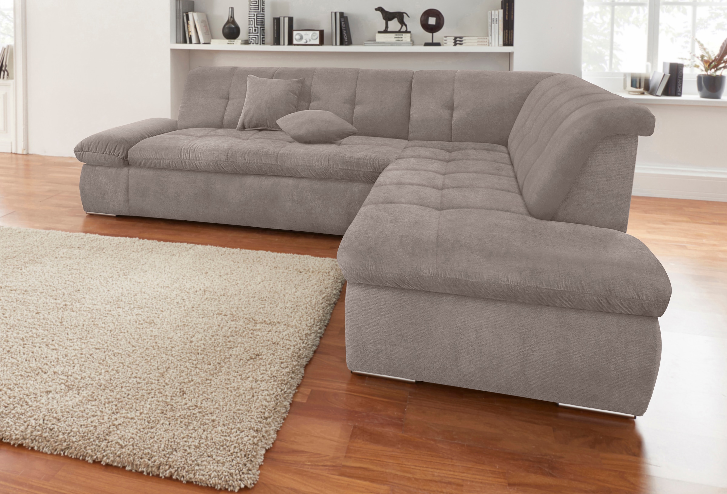 Image of DOMO collection Ecksofa "MORIC Massiv - Belastbar bis 140 kgxSitz, hochwertig & komfortabel" XXL, L-Form, inkl. Zierkissen