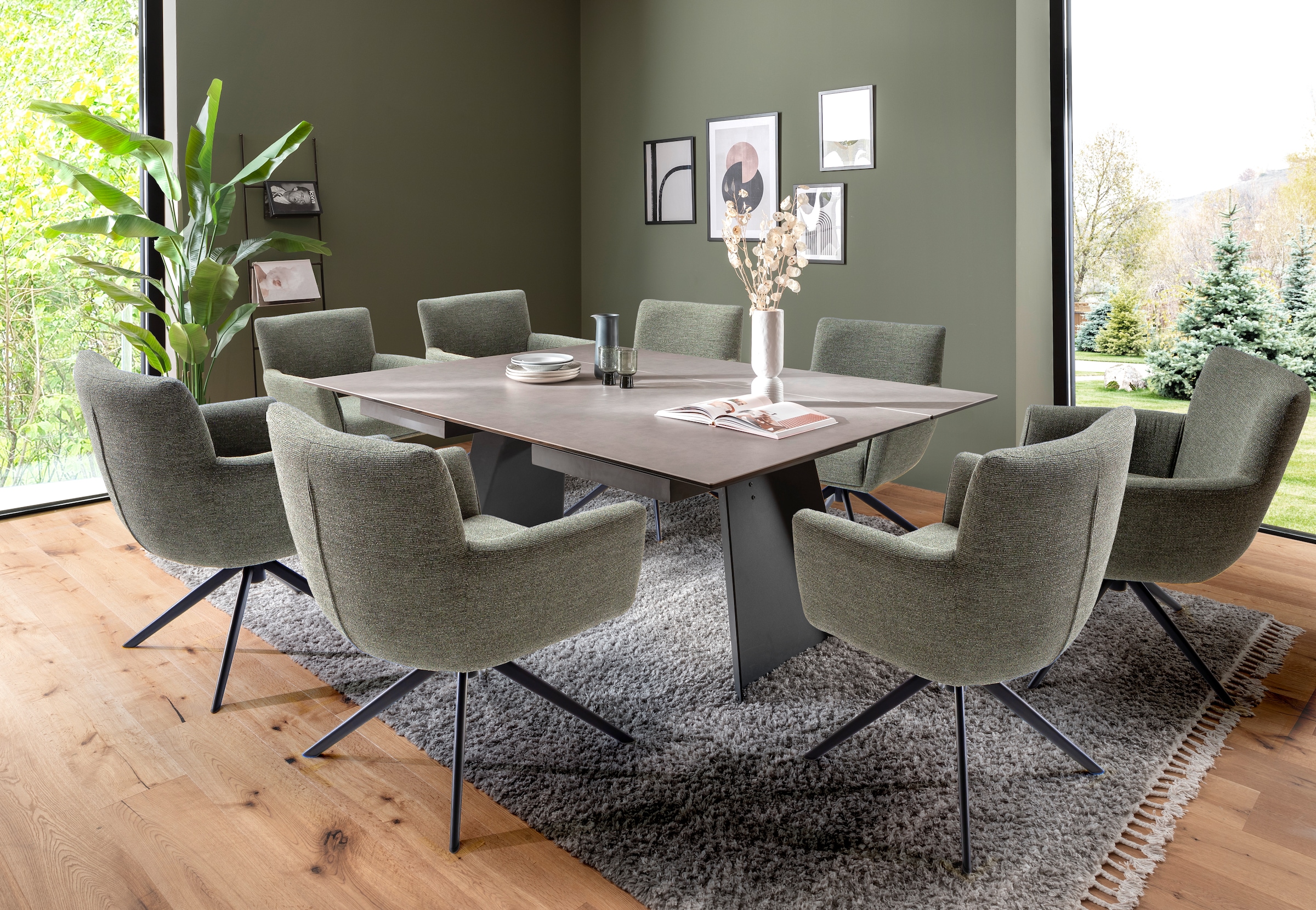 MCA furniture 4-Fussstuhl »WILSON Esszimmerstuhl, Armlehnstuhl, Polsterstuhl, modern«, (Set), 1 St., Flachgewebe, Stuhl, Armlehnenstuhl, drehbar, Taschenfederkern, belastbar 160 kg,XXL