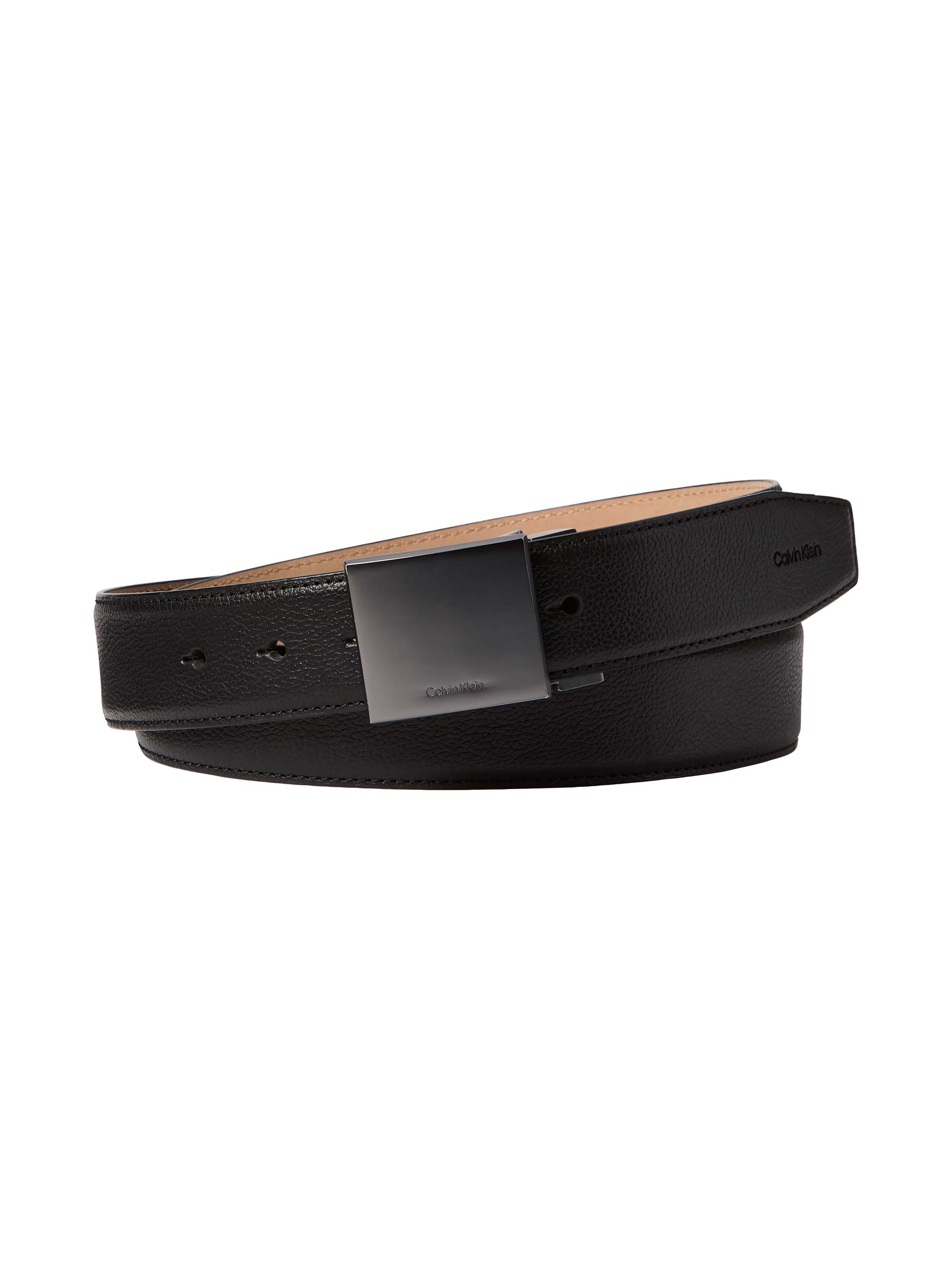 Image of Calvin Klein Ledergürtel "DRESS PLAQUE PEBBLE 35MM ADJ" Grössenverstellbar mit Metallschliesse