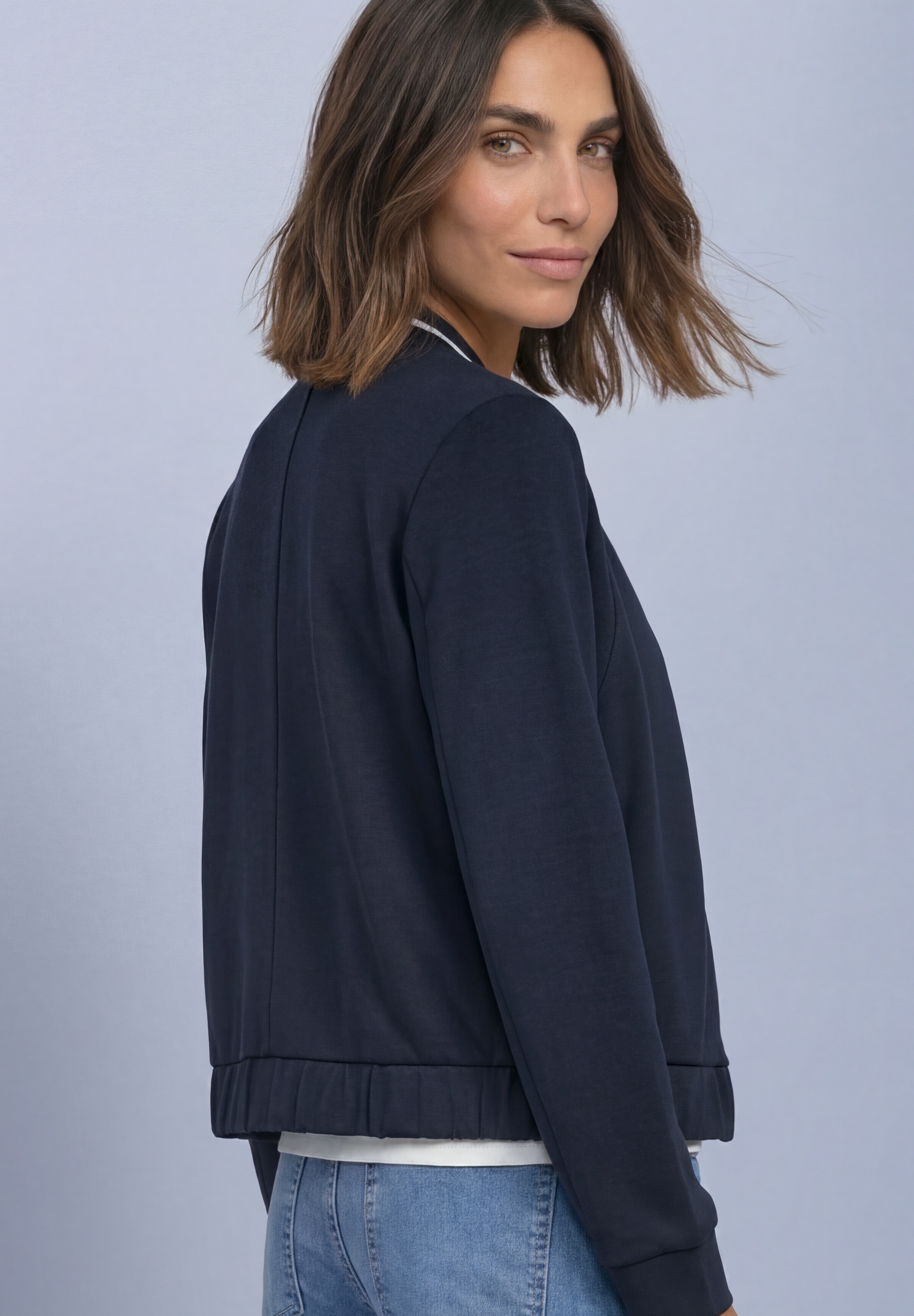 STREET ONE Sweatjacke Langarm Jacke im Silk-Look mit Zipper
