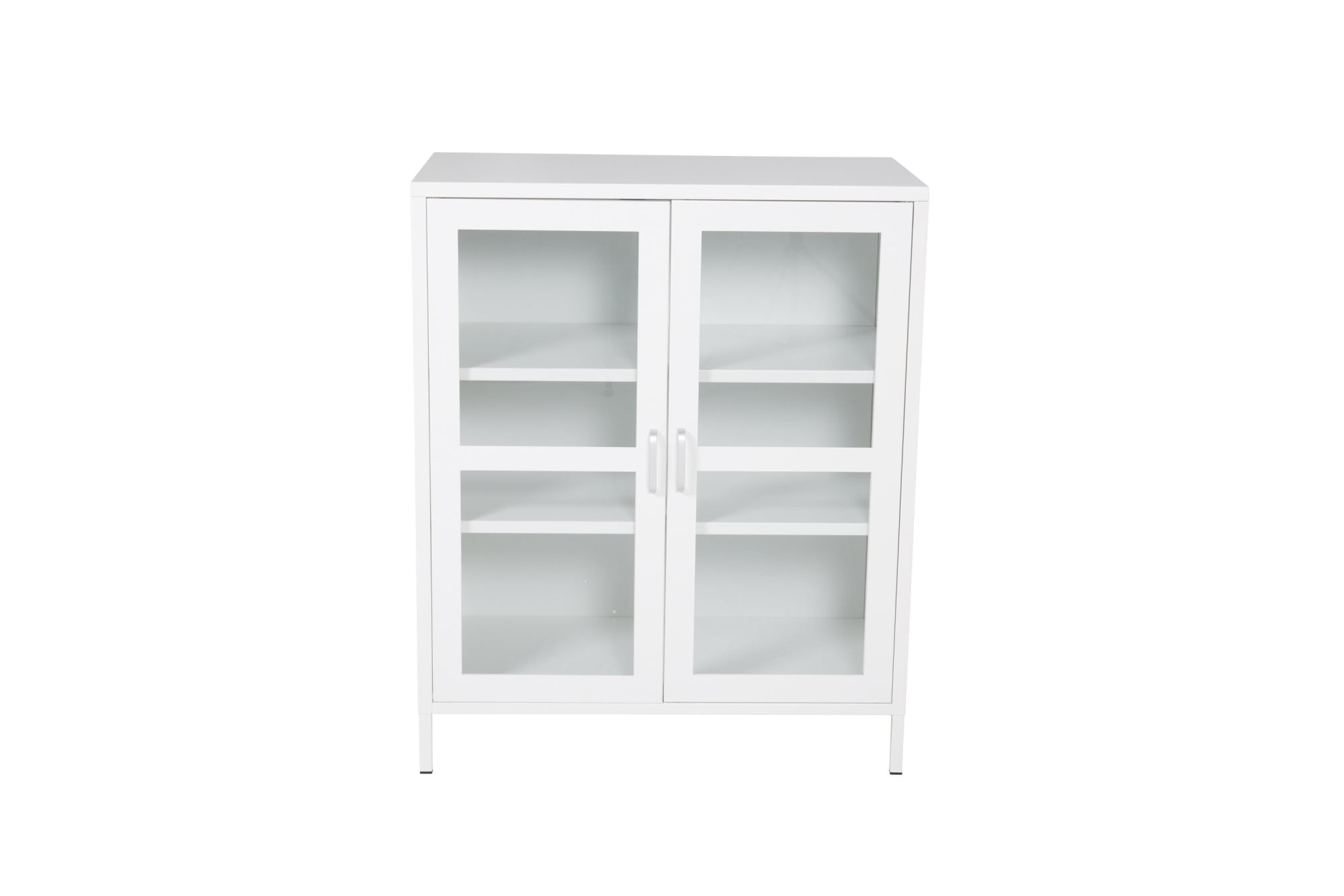 Venture Home Vitrine »Acero, Stauraumschrank, 2 Glas-Türen, Höhe 97 cm« Pulverbeschichtung, transparent, Silbergriff, modern