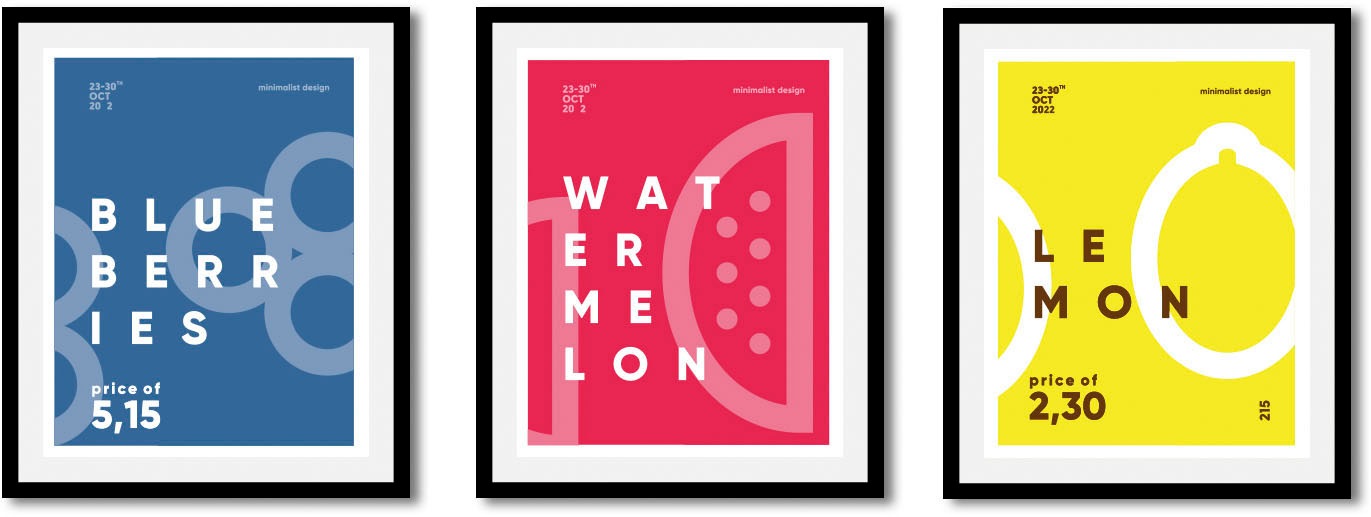 Image of queence Bild "Set Fruity" Art Essen Kunst Lebensmittel Obst Obst Bilder Schriftzug Schriftzüge 1 Stk. tlg. gerahmt