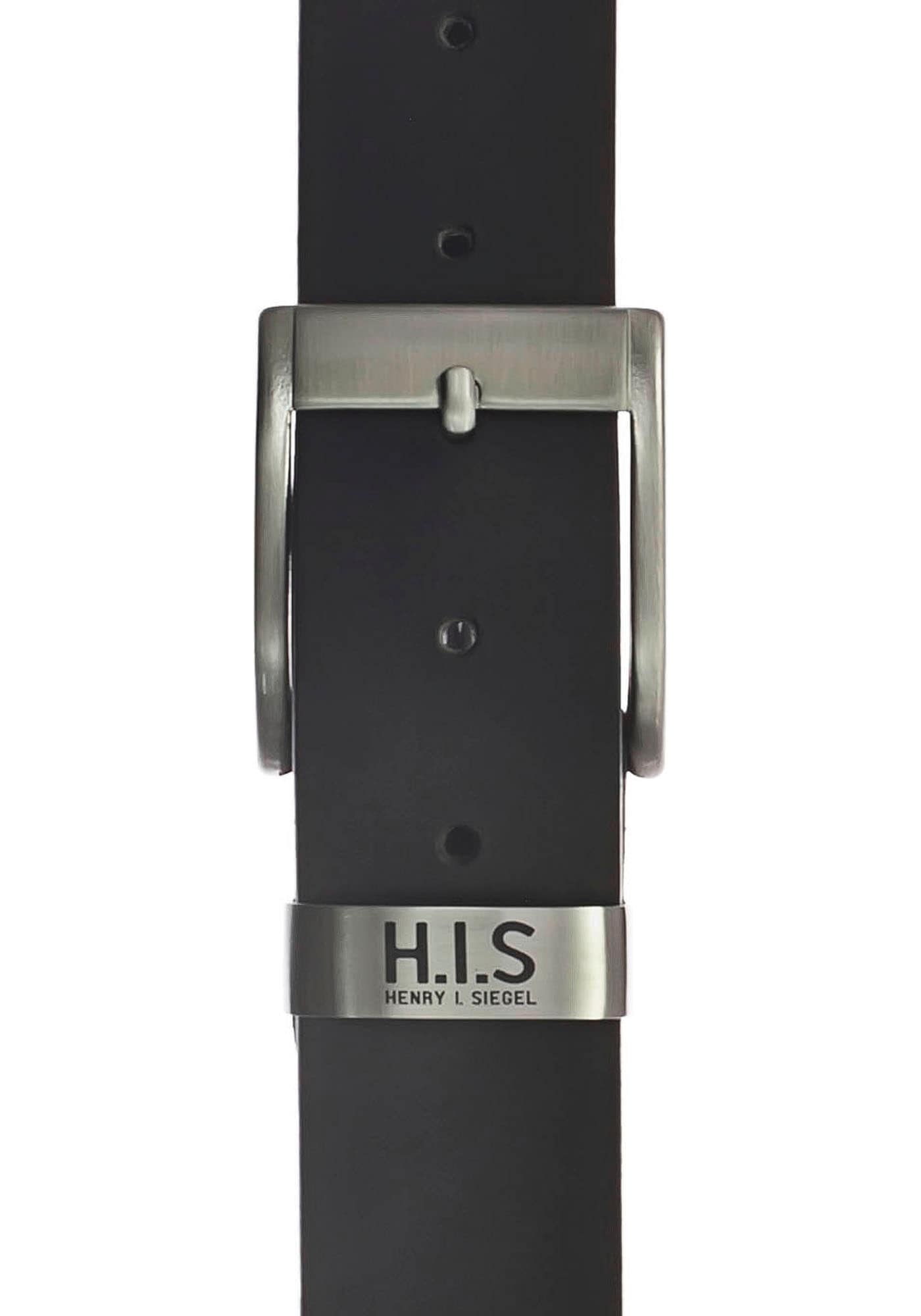 H.I.S Ledergürtel, Vollrindledergürtel mit Metallschlaufe und LOGO