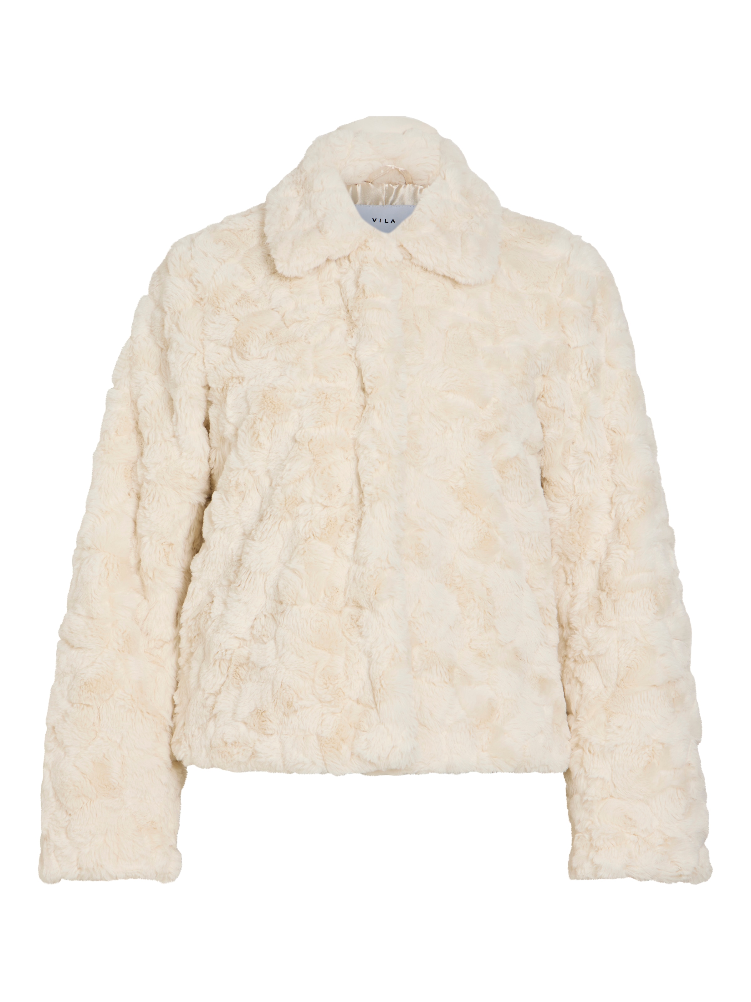 Image of Vila Kurzjacke "VIDORTE NEW L/S JACKET/PB" Aus Kunstfell mit Knopfleiste